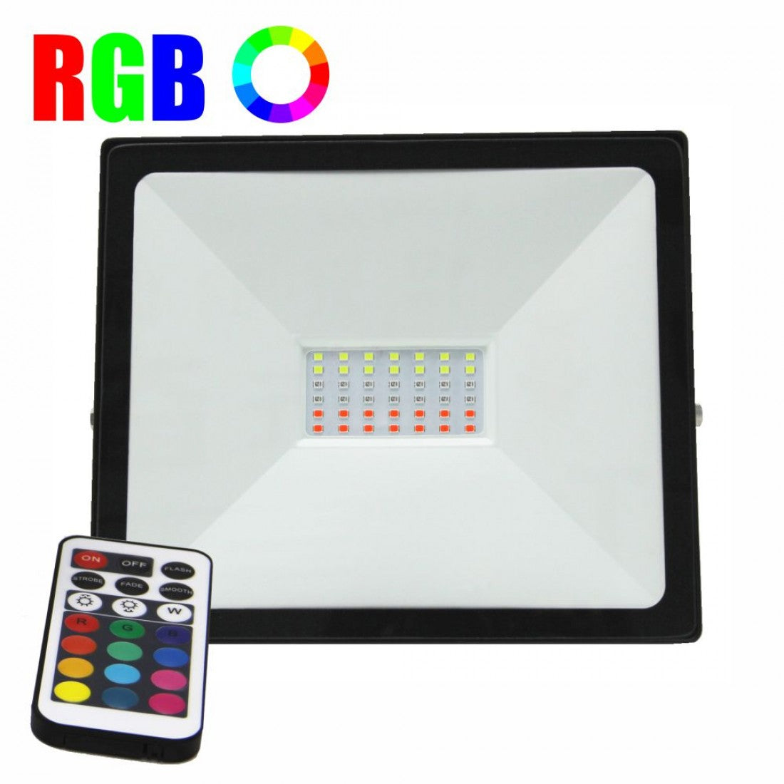 Proiector LED RGB 16 culori, 50W, IP65, telecomanda IR inclusa