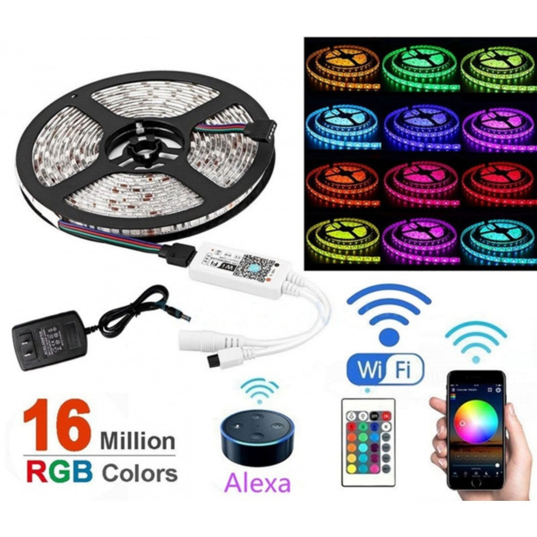 Kit Banda LED RGB cu Telecomanda+WI-FI 60 LED/m 10W/m 12V