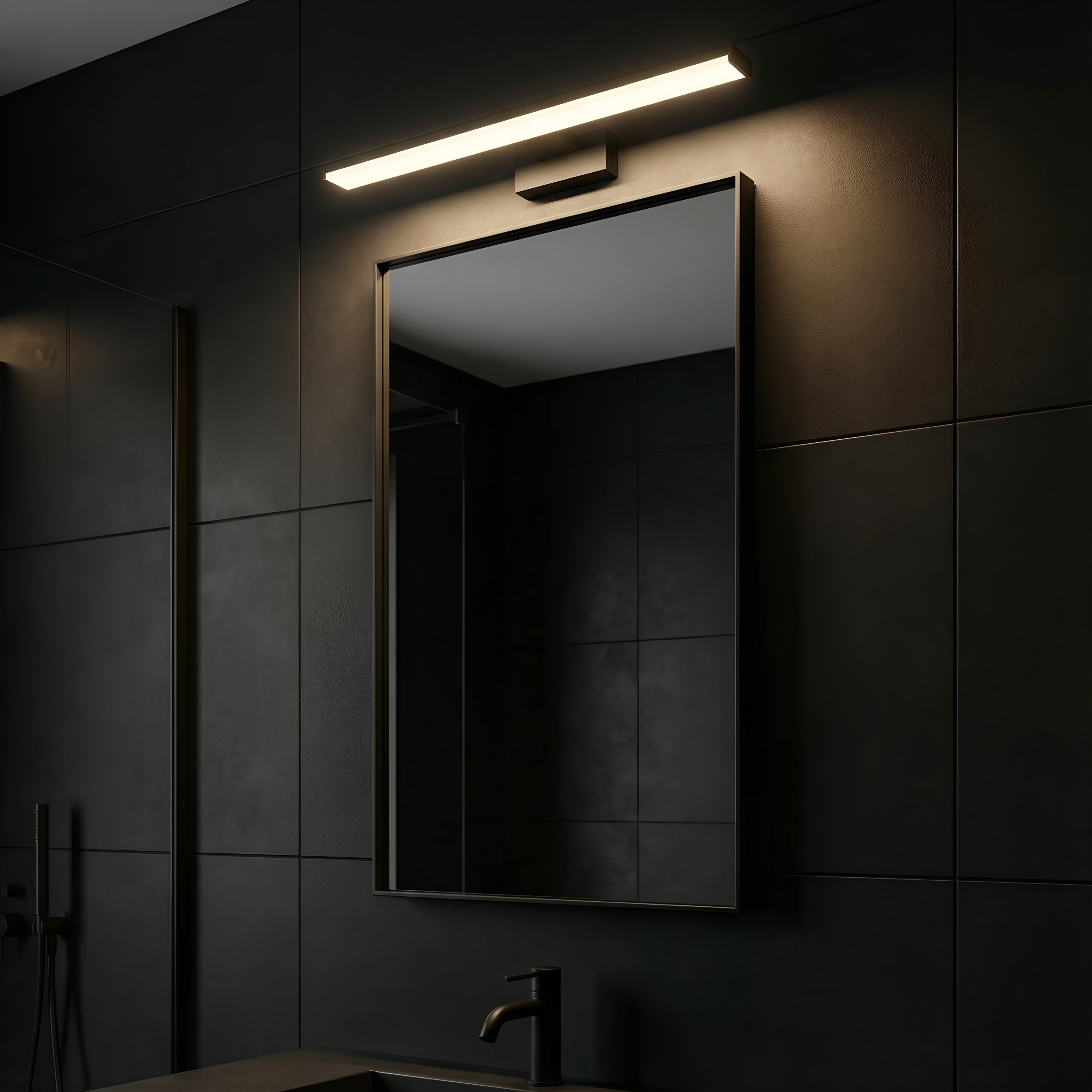 Corp LED baie negru ,12w, 6500K, lumina rece, cu protectie IP44, 600mm