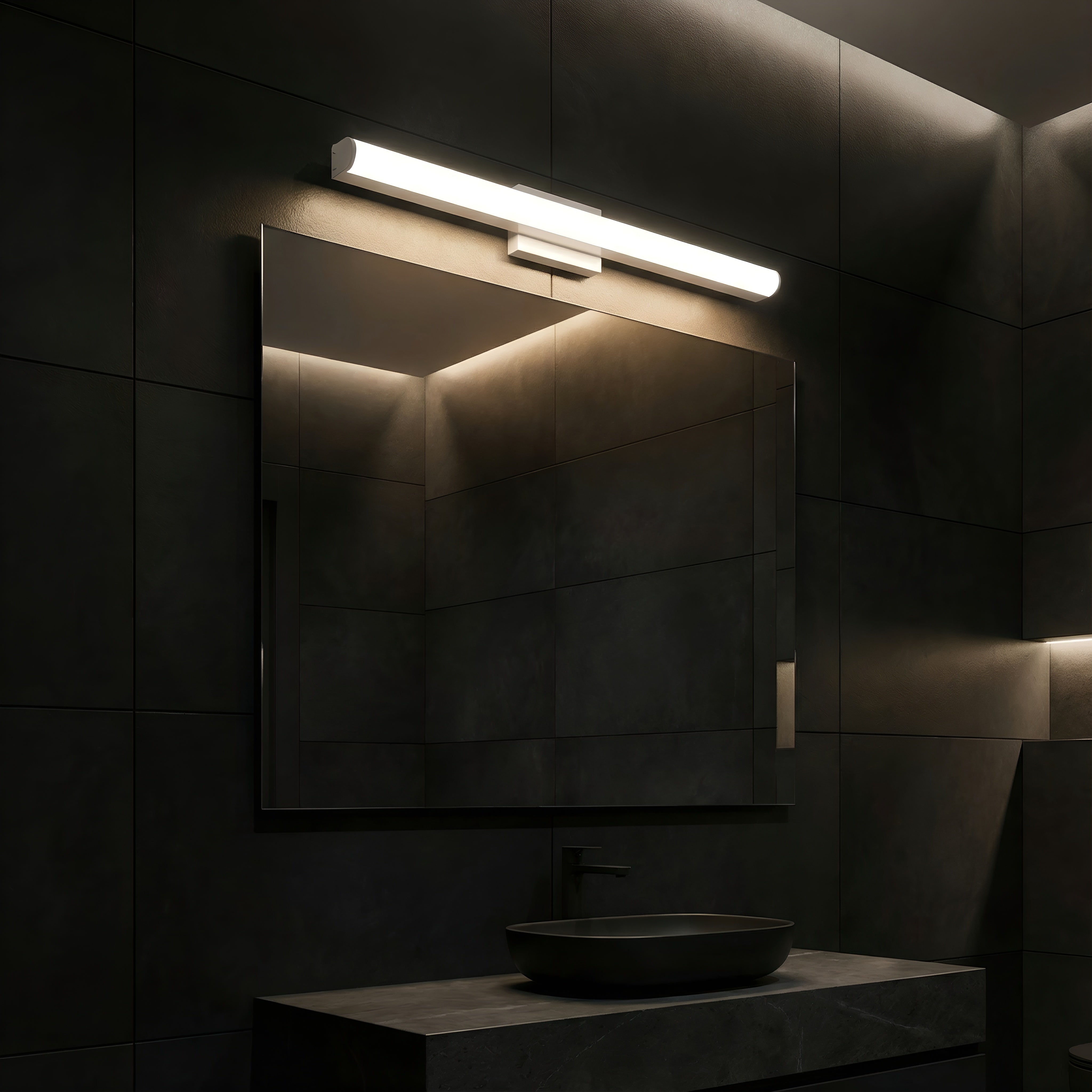 Corp LED baie alb, cu priza, 15w, 4000K, lumina neutra, cu protectie IP44