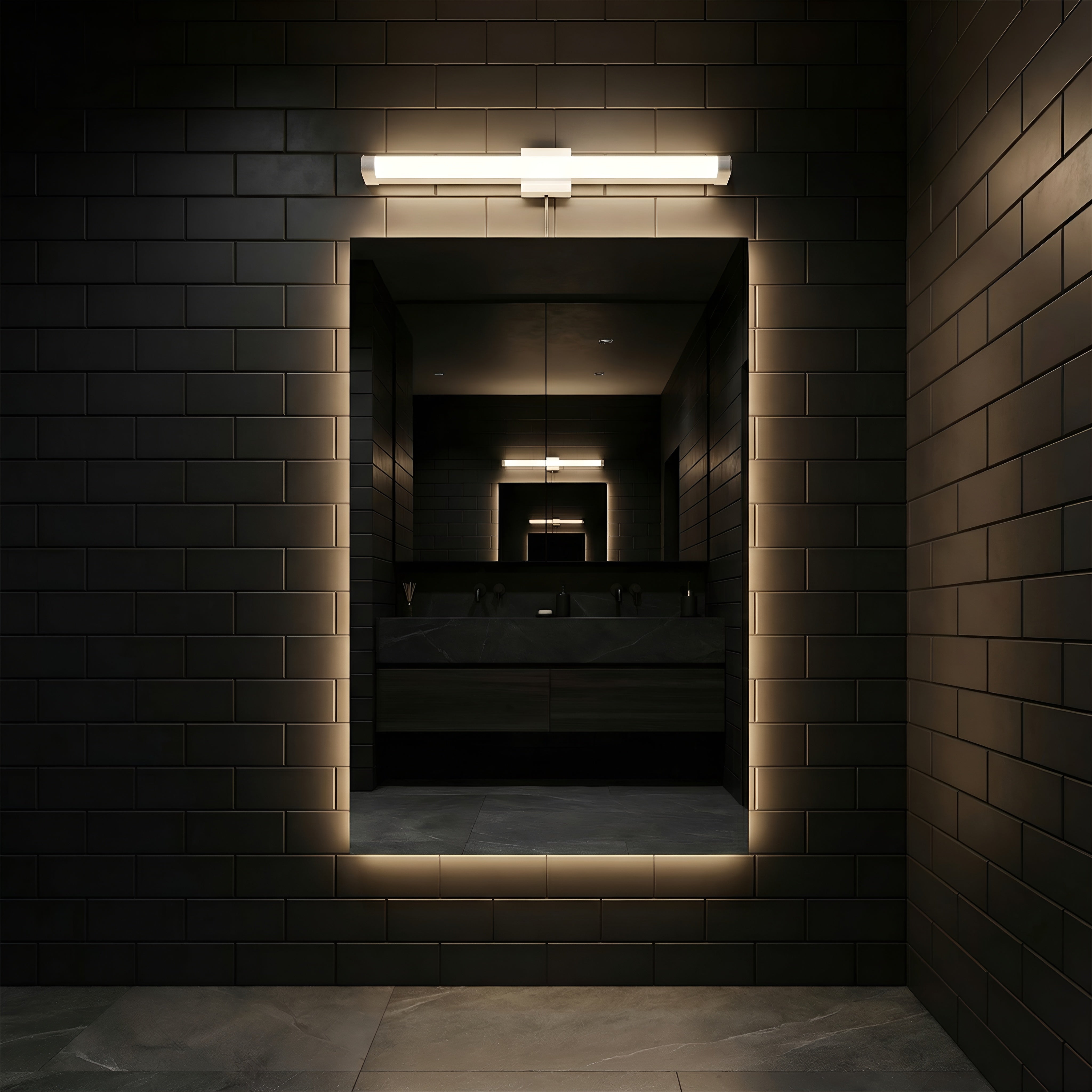 Corp LED baie alb, cu priza, 15w, 4000K, lumina neutra, cu protectie IP44