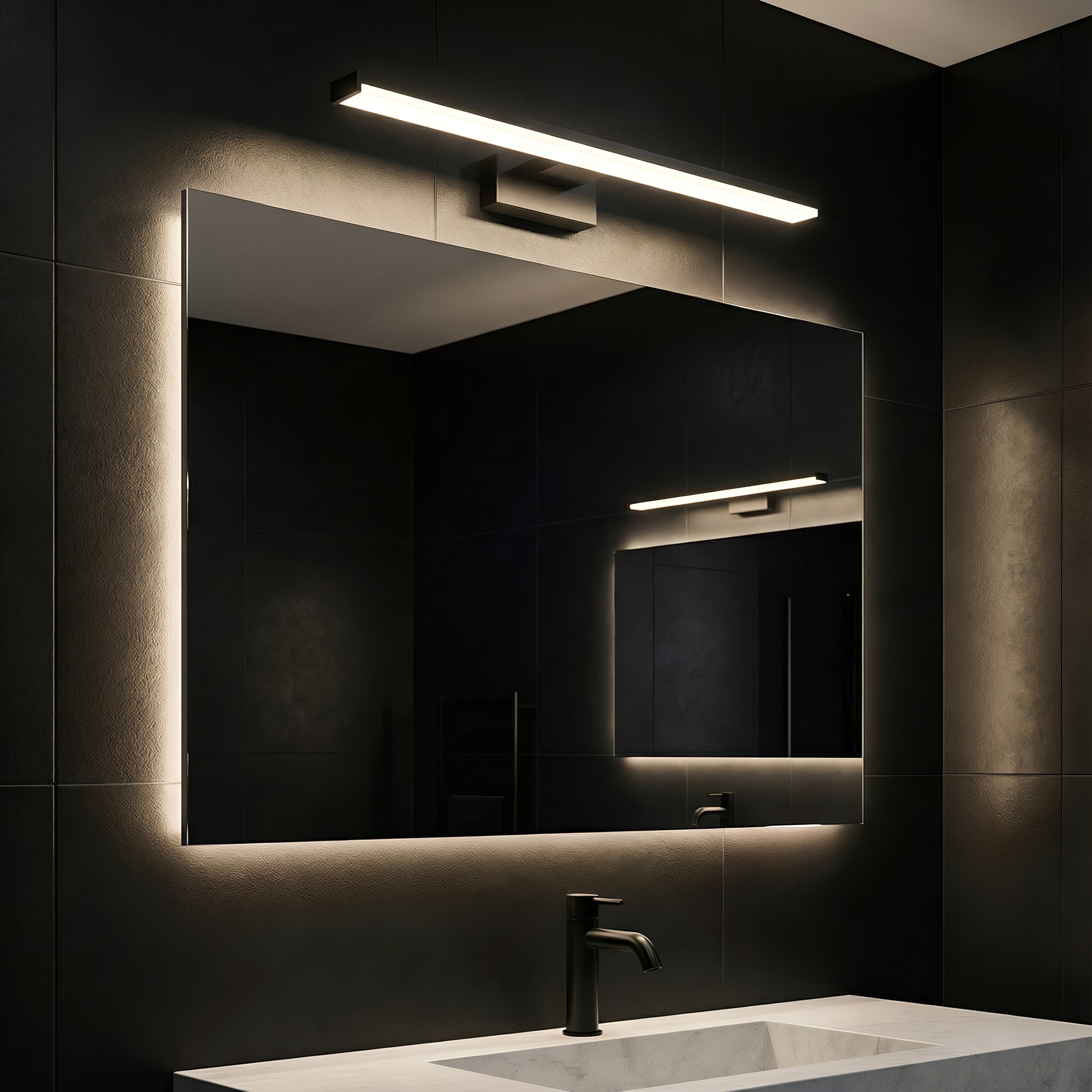 Corp LED baie negru ,12w, 4000K, lumina neutra, lumina neutra, cu protectie IP44, 600mm