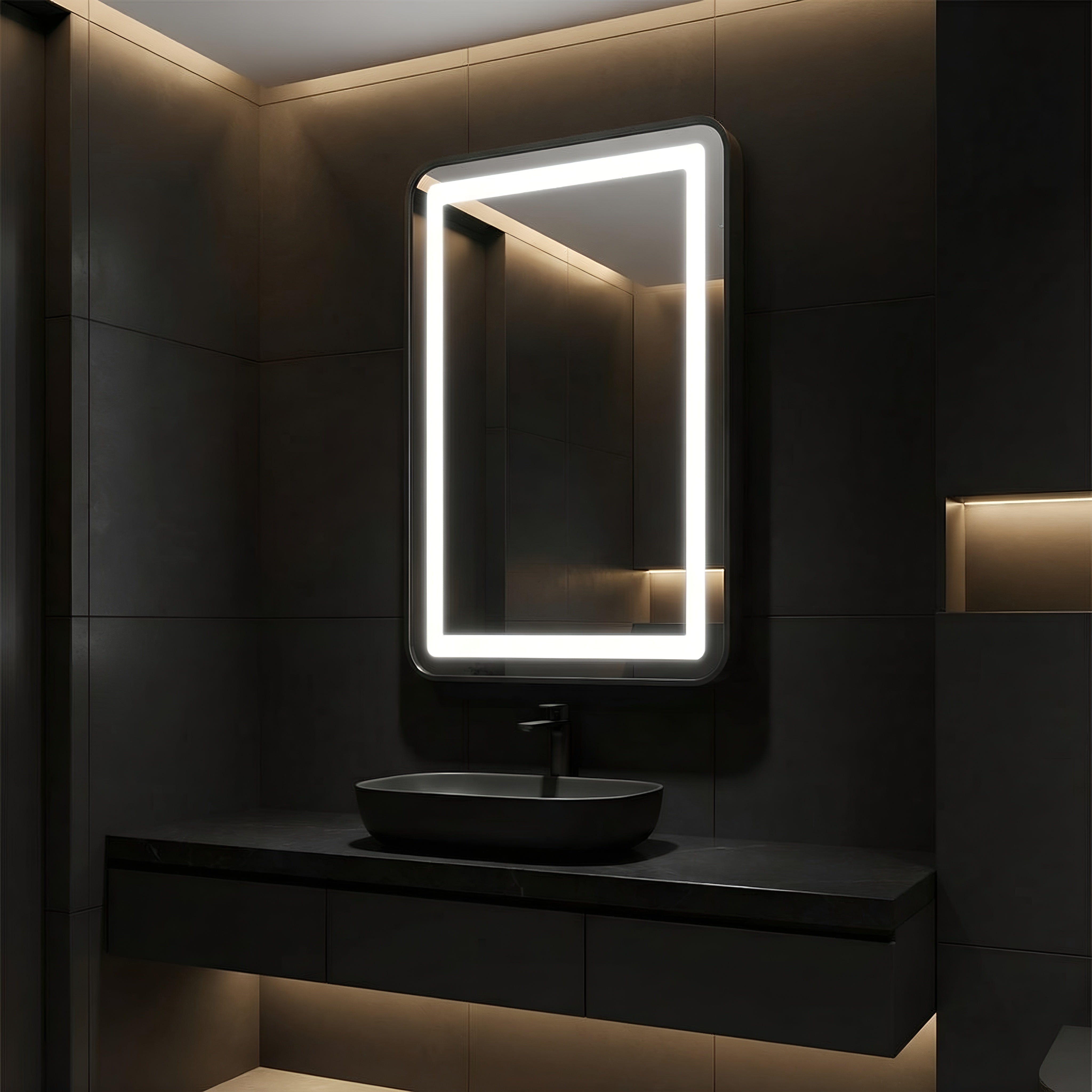 OGLINDA LED CU INTRERUPATOR TOUCH RAMA NEAGRA 15W/4000K/1640LM 500*700MM 220V IP44