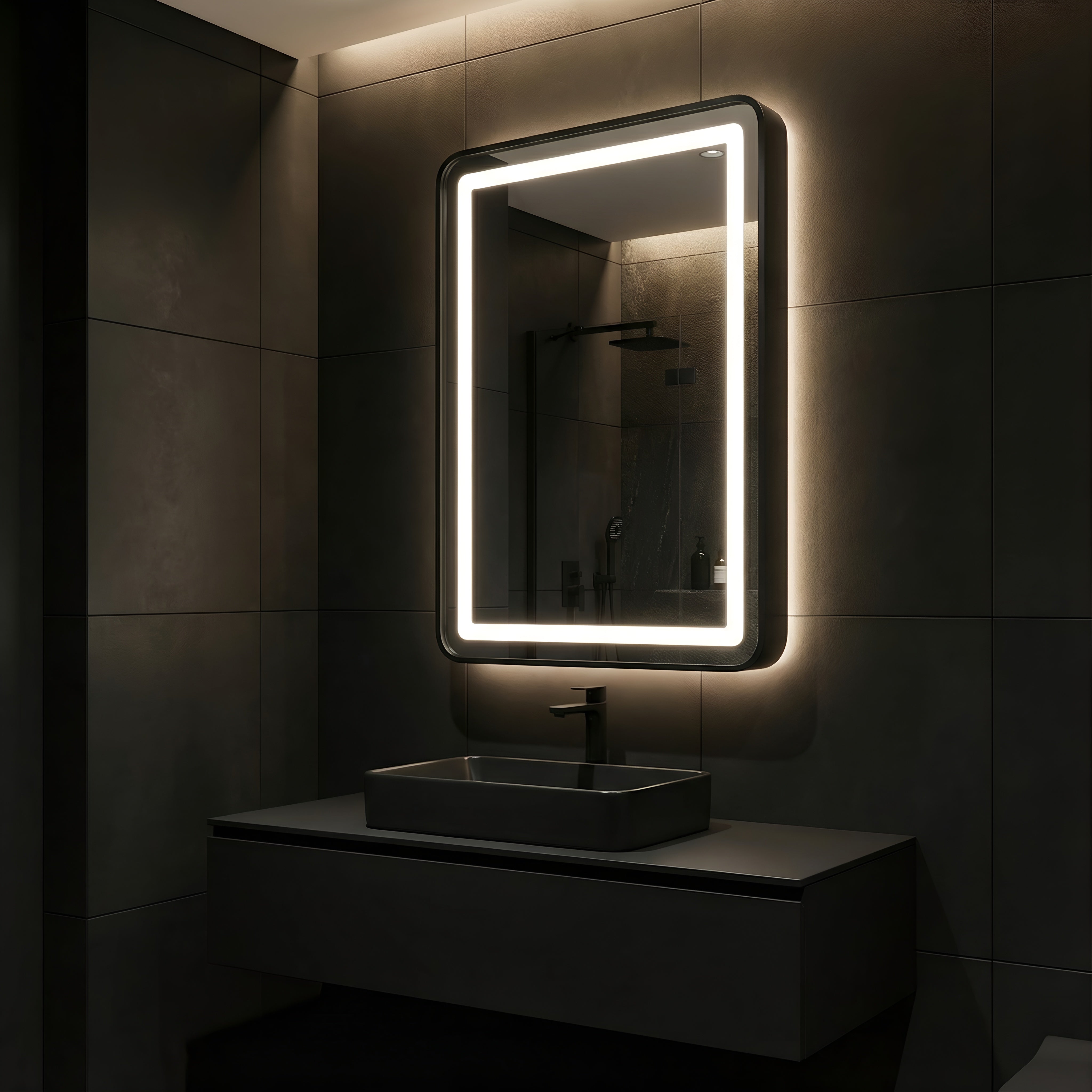 OGLINDA LED CU INTRERUPATOR TOUCH RAMA NEAGRA 15W/4000K/1640LM 500*700MM 220V IP44