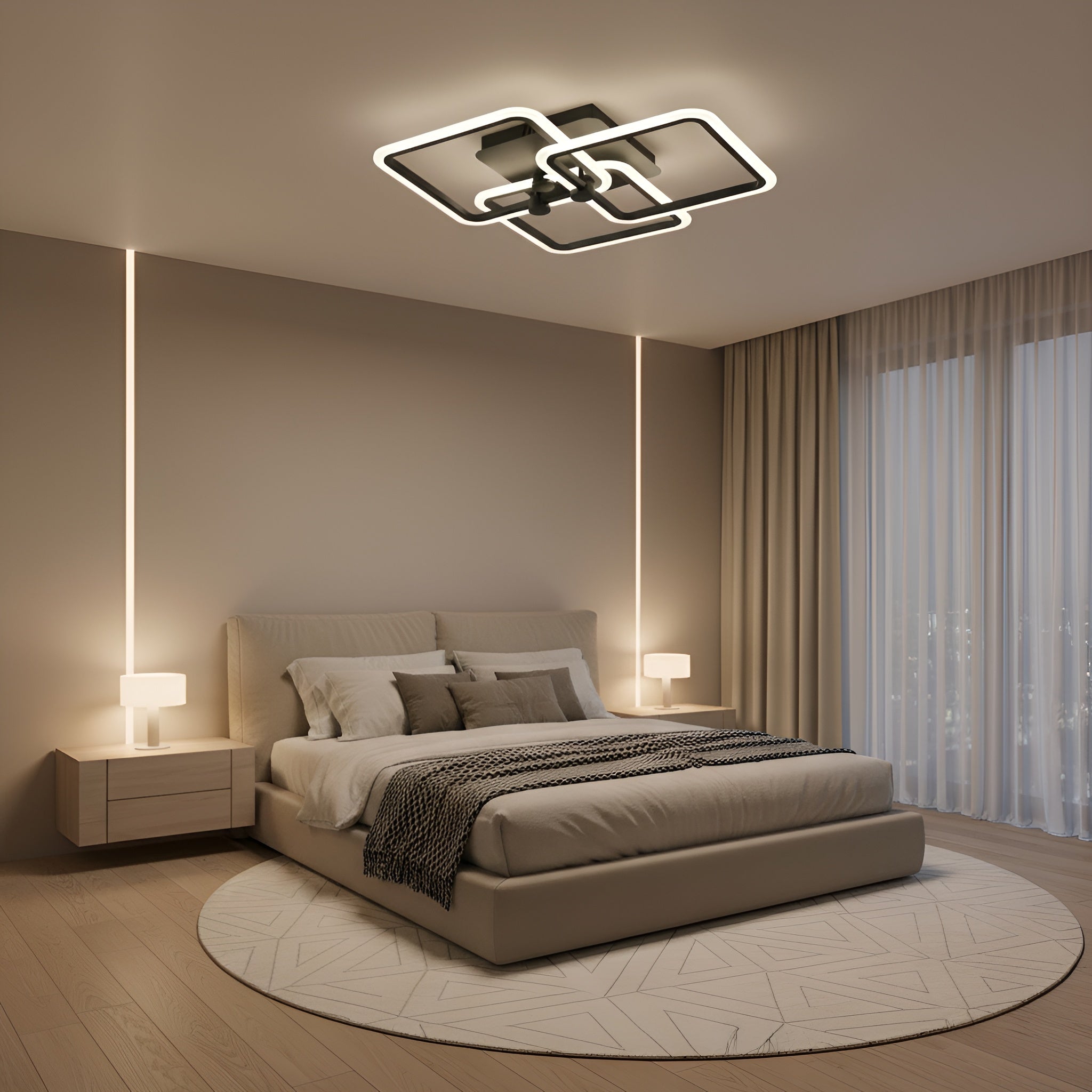 Lustra Led neagra Cu Telecomanda 80W Cu 3 Brate 3 Culori 580 X 150Mm