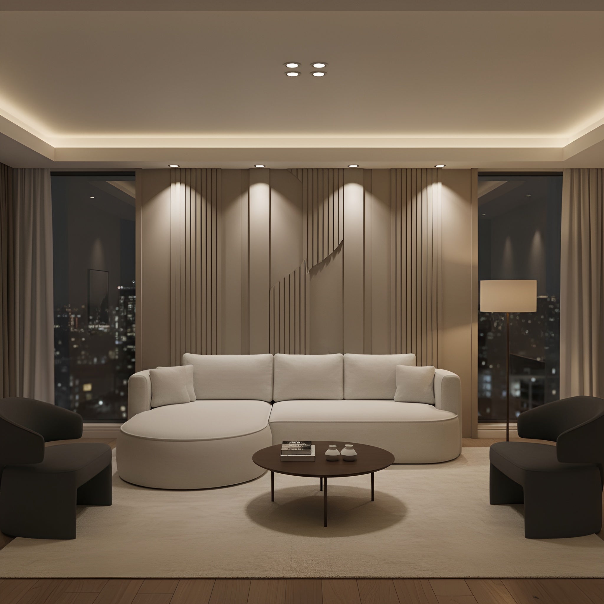 Coltar extensibil FIORE, sezlong stanga, stofa catifelata bej - Palladium 02, cu lada depozitare, 284x183x82 cm