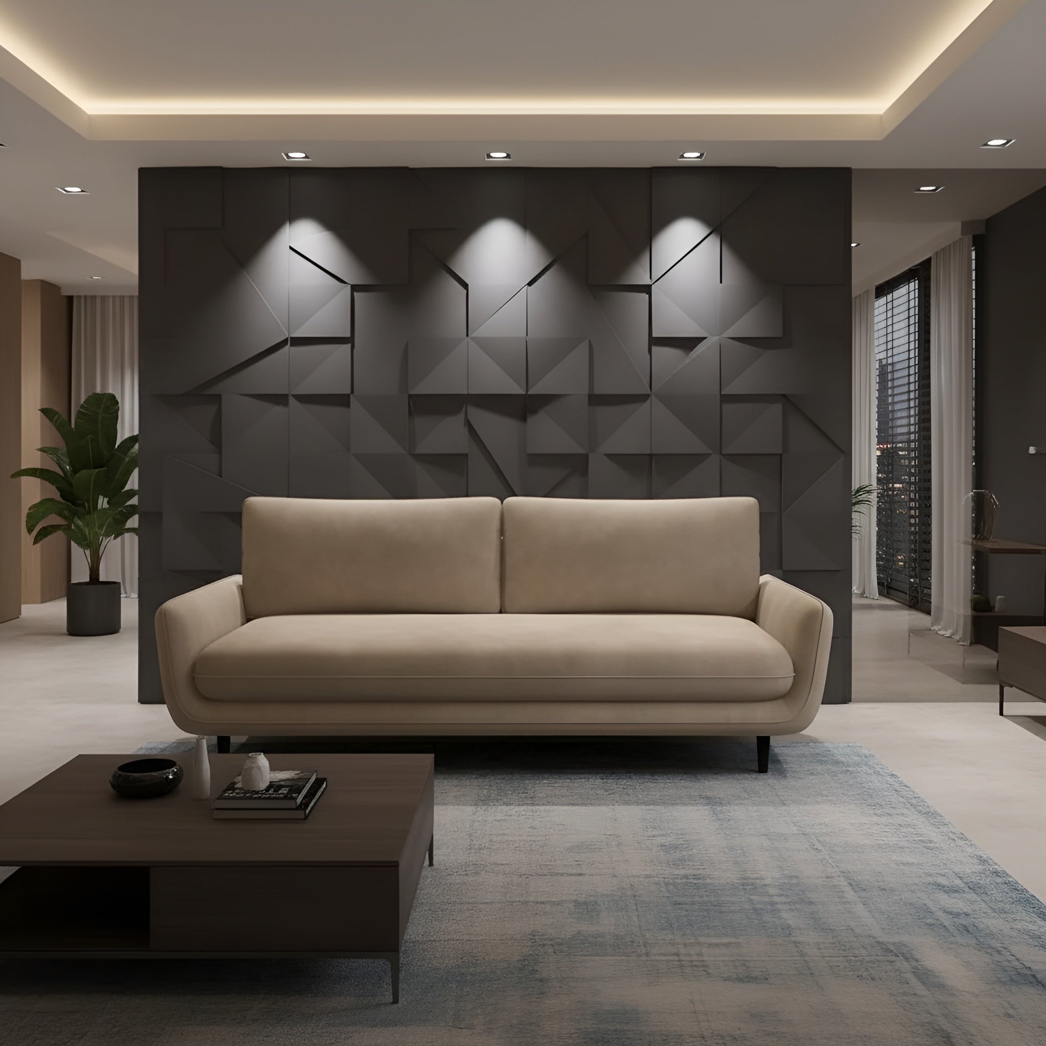 Canapea extensibila SOLANO, stofa catifelata bej - Riviera 16, cu lada depozitare, 230x107x85/73 cm