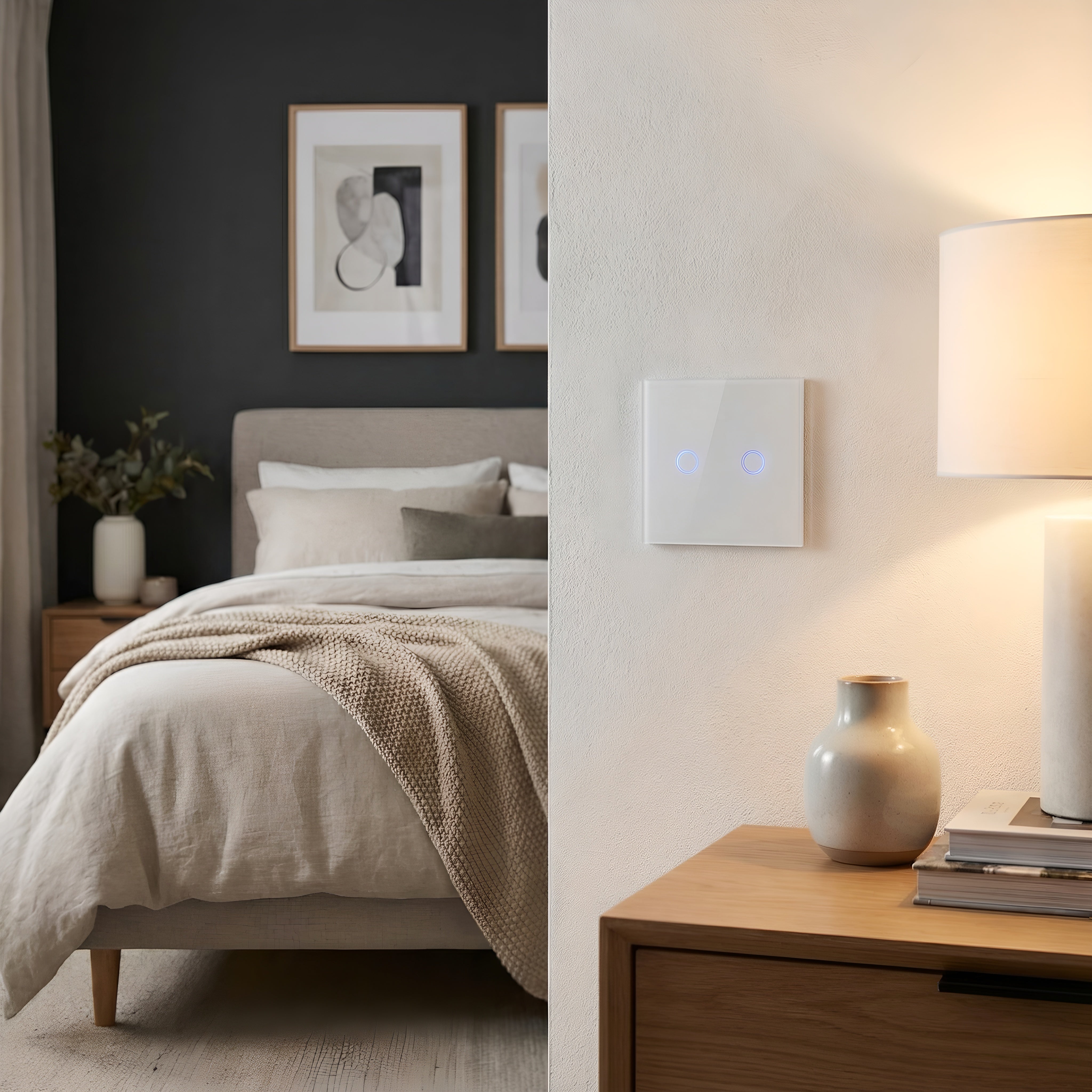 Intrerupator touch dublu, alb