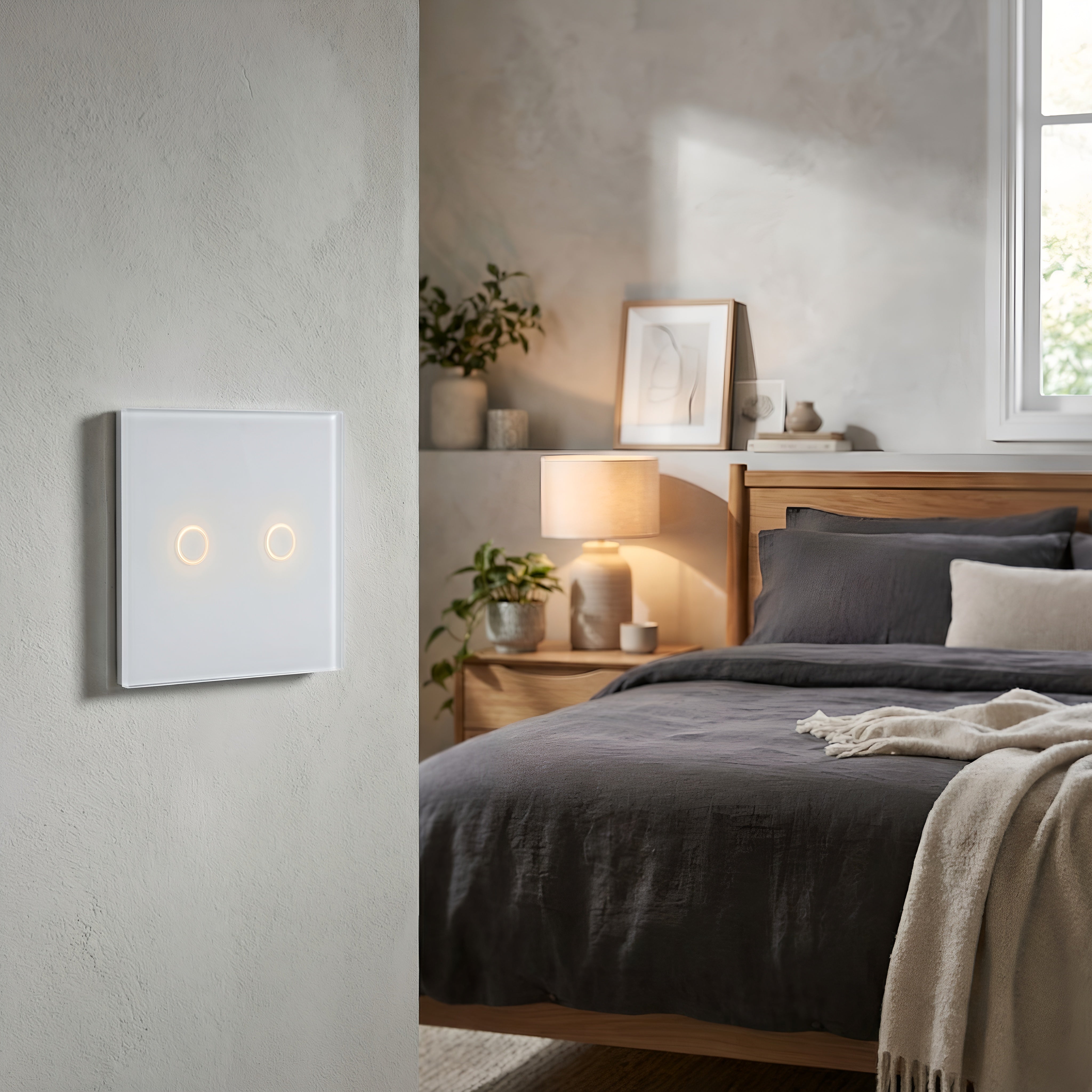 Intrerupator touch dublu, alb