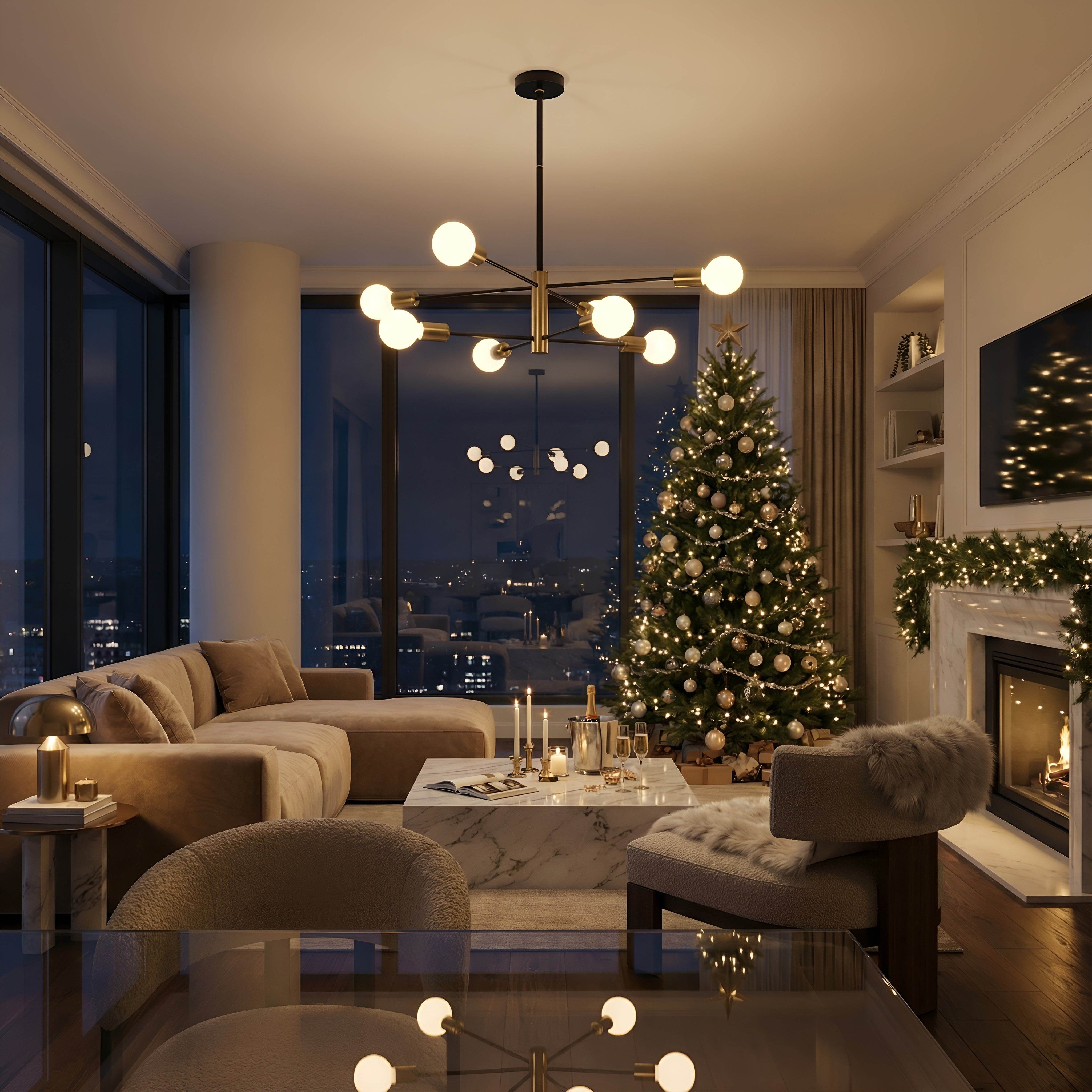 LUSTRA TAMIAS AURIU 8XE27 56W 820X720mm