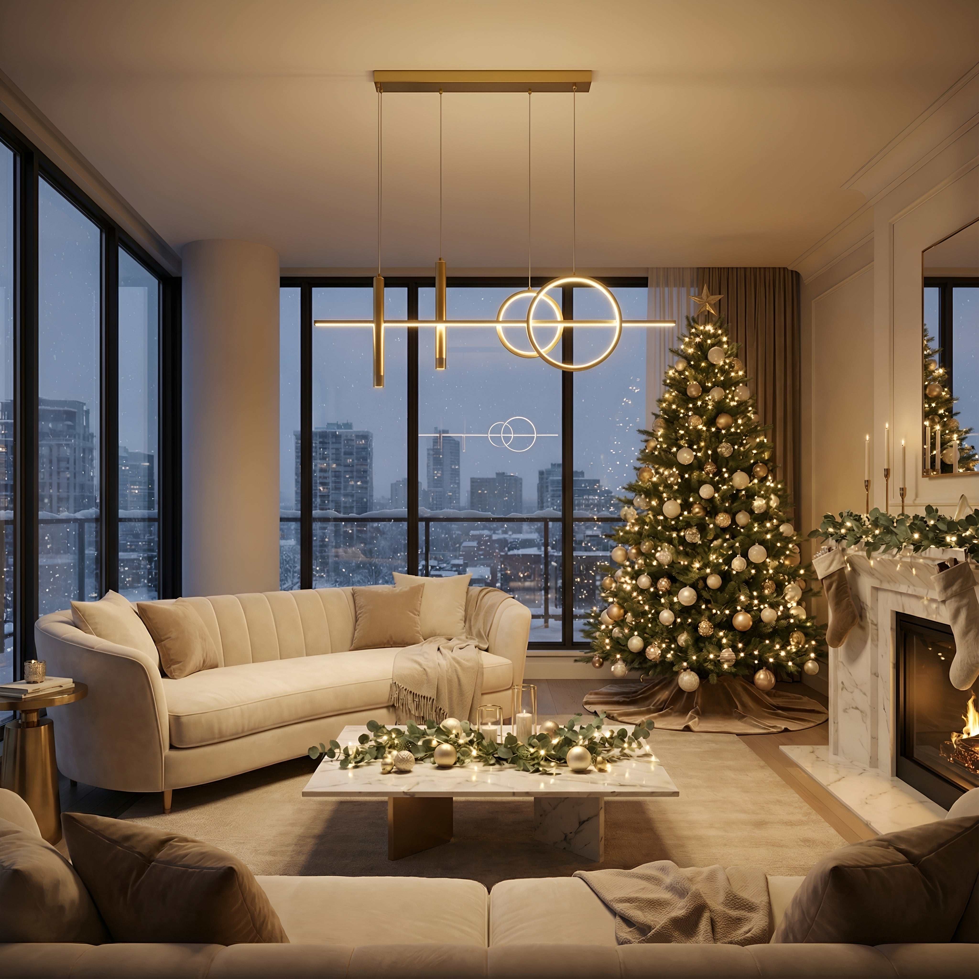 Lustra led aurie cu telecomanda CAELI 82W/4000LM 2700K-6500K