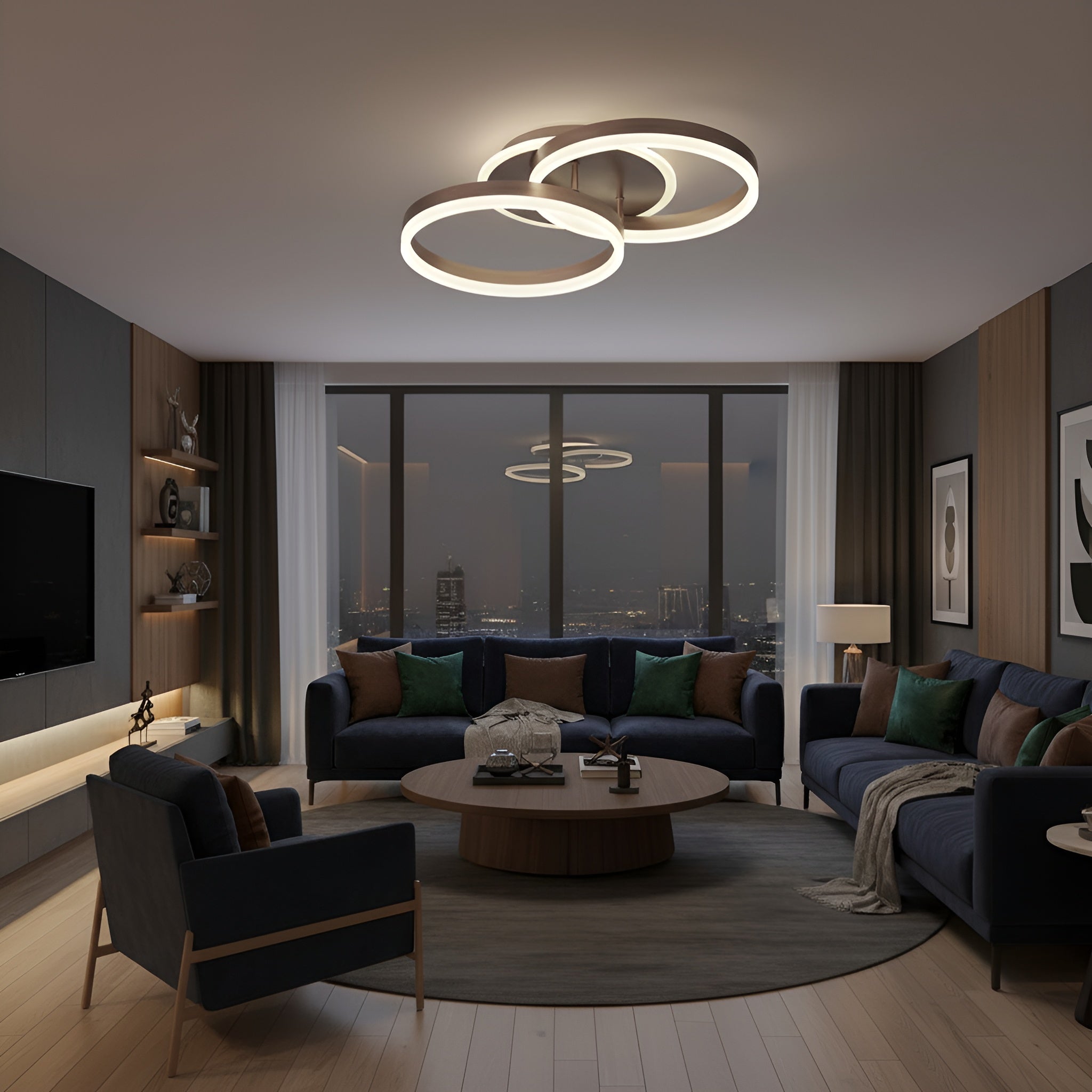 Lustra Led Cafeniu Dione 64w / cu Telecomanda 300+300mm