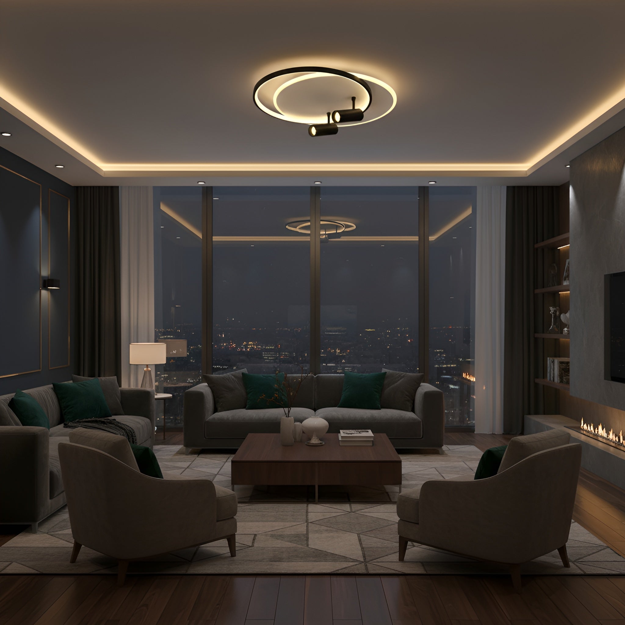 Lustra Led Neagra cu spot Carina 60w / cu Telecomanda