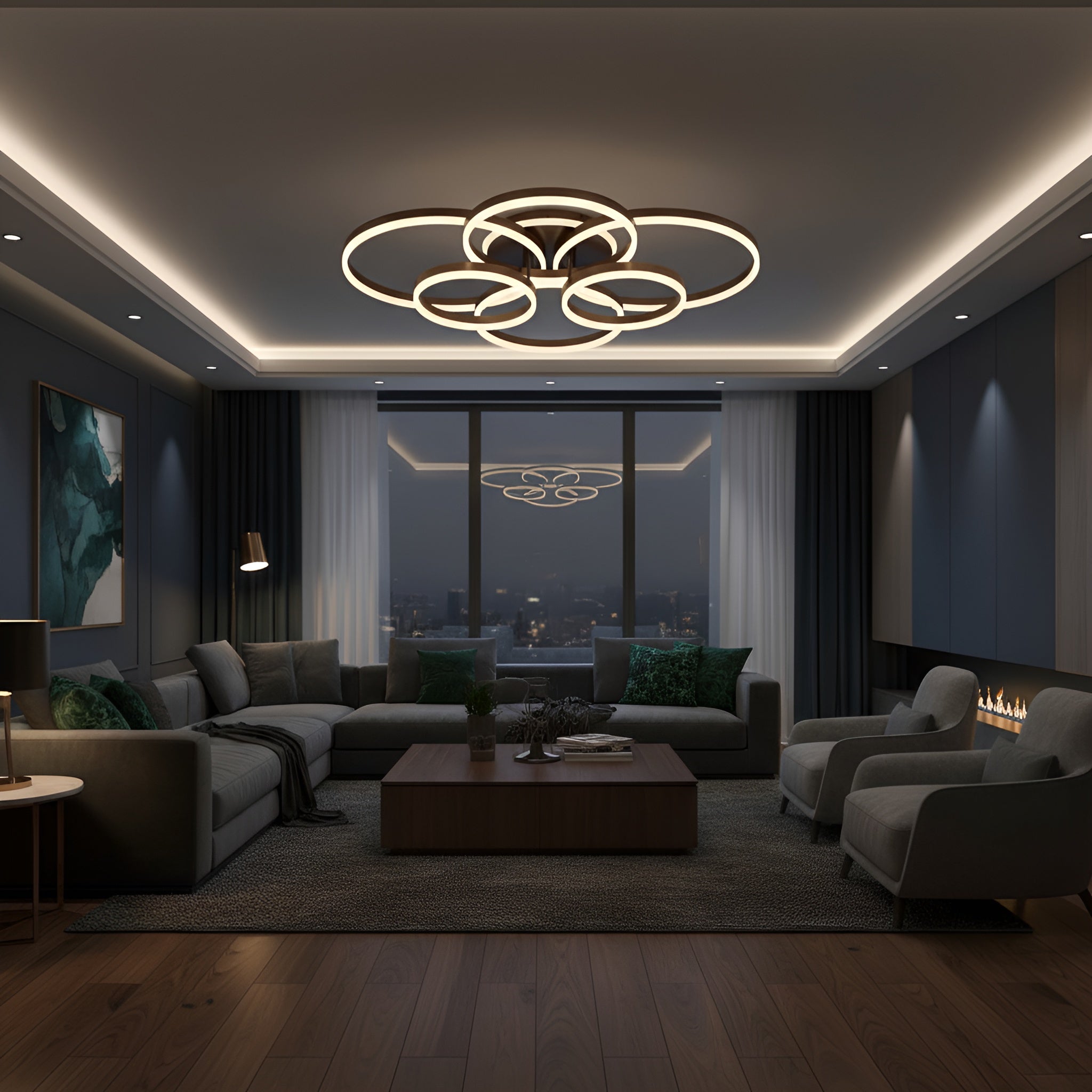 Lustra Led Dione 222w/ cu Telecomanda 300*2+400*2+500*2mm