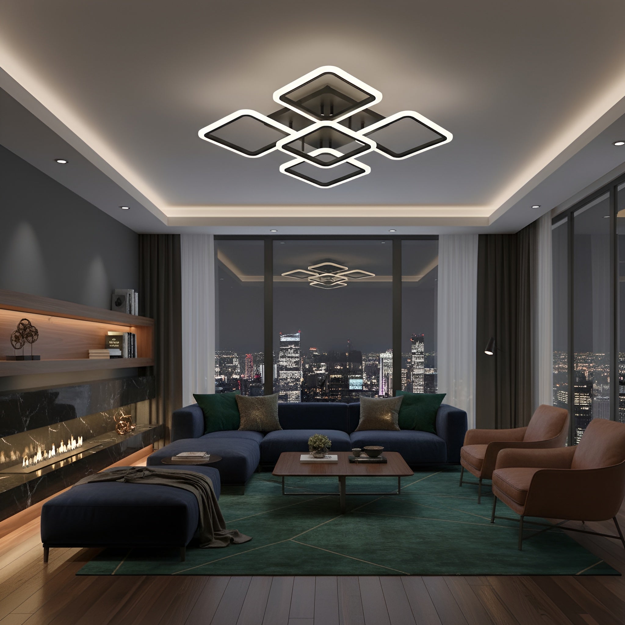 LUSTRA LED PATRATE 104W CU 5 BRATE 3 CULORI+IR 610x90mm