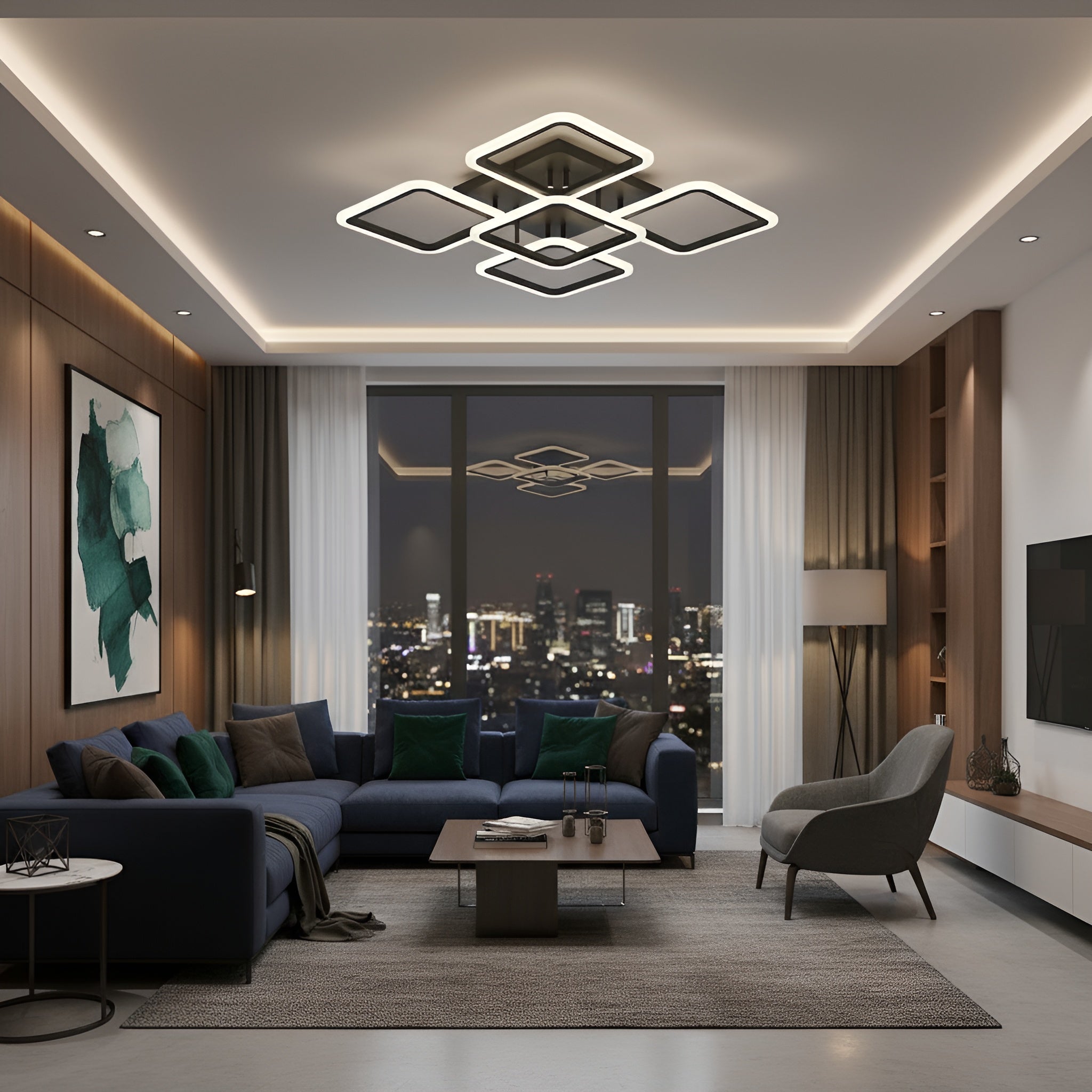 LUSTRA LED PATRATE 104W CU 5 BRATE 3 CULORI+IR 610x90mm