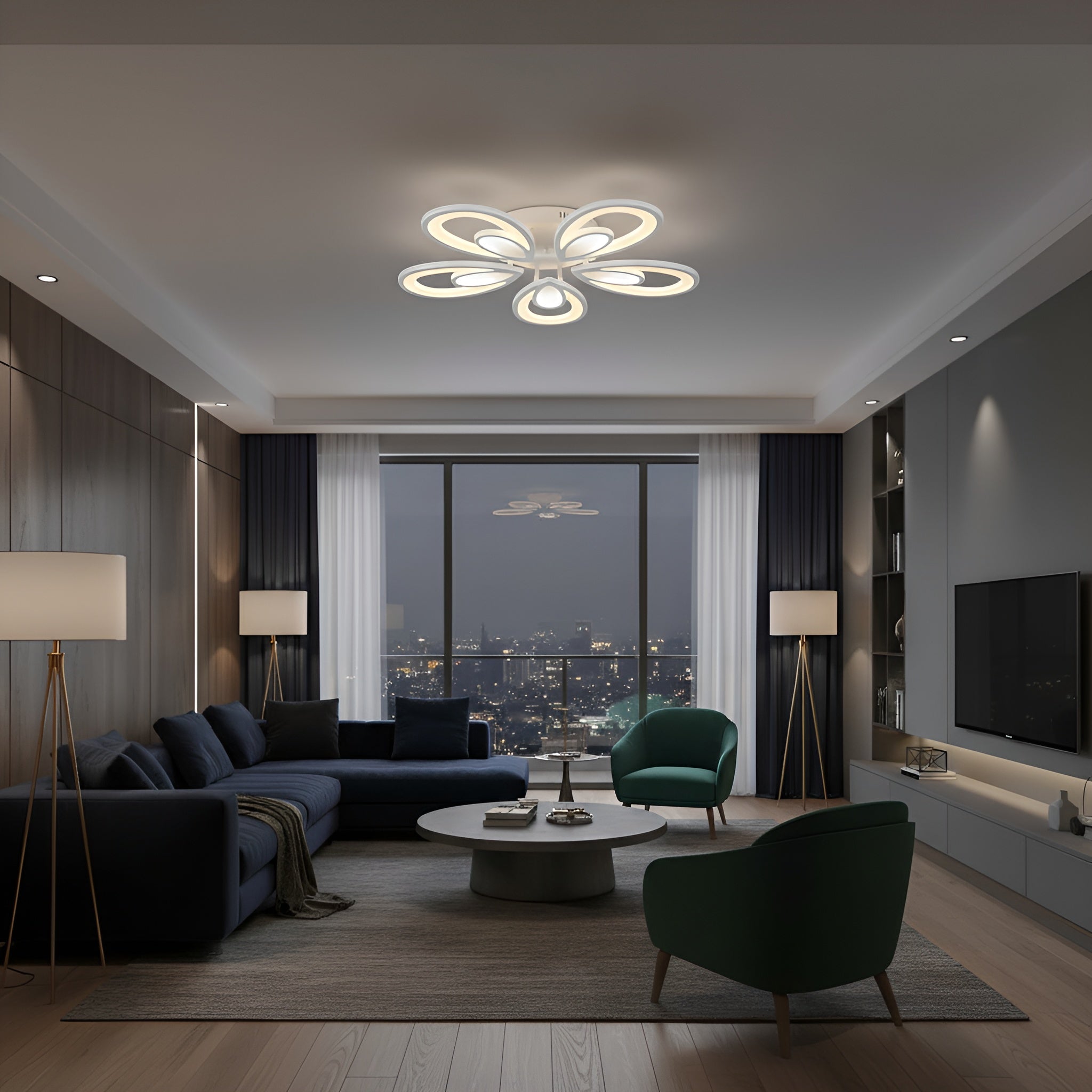 LUSTRA LED IRIS 140W CU 5 BRATE 3 CULORI+IR