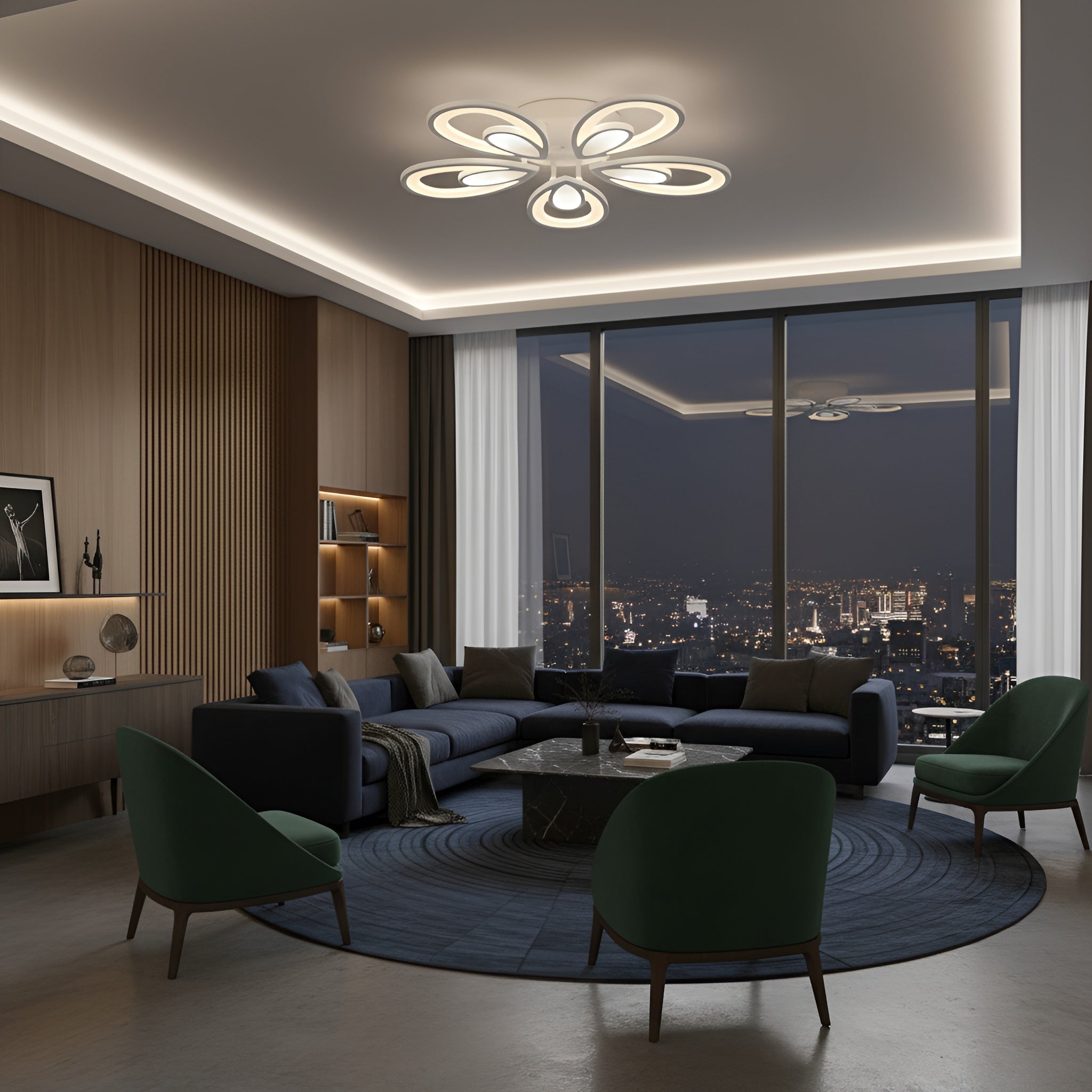 LUSTRA LED IRIS 140W CU 5 BRATE 3 CULORI+IR