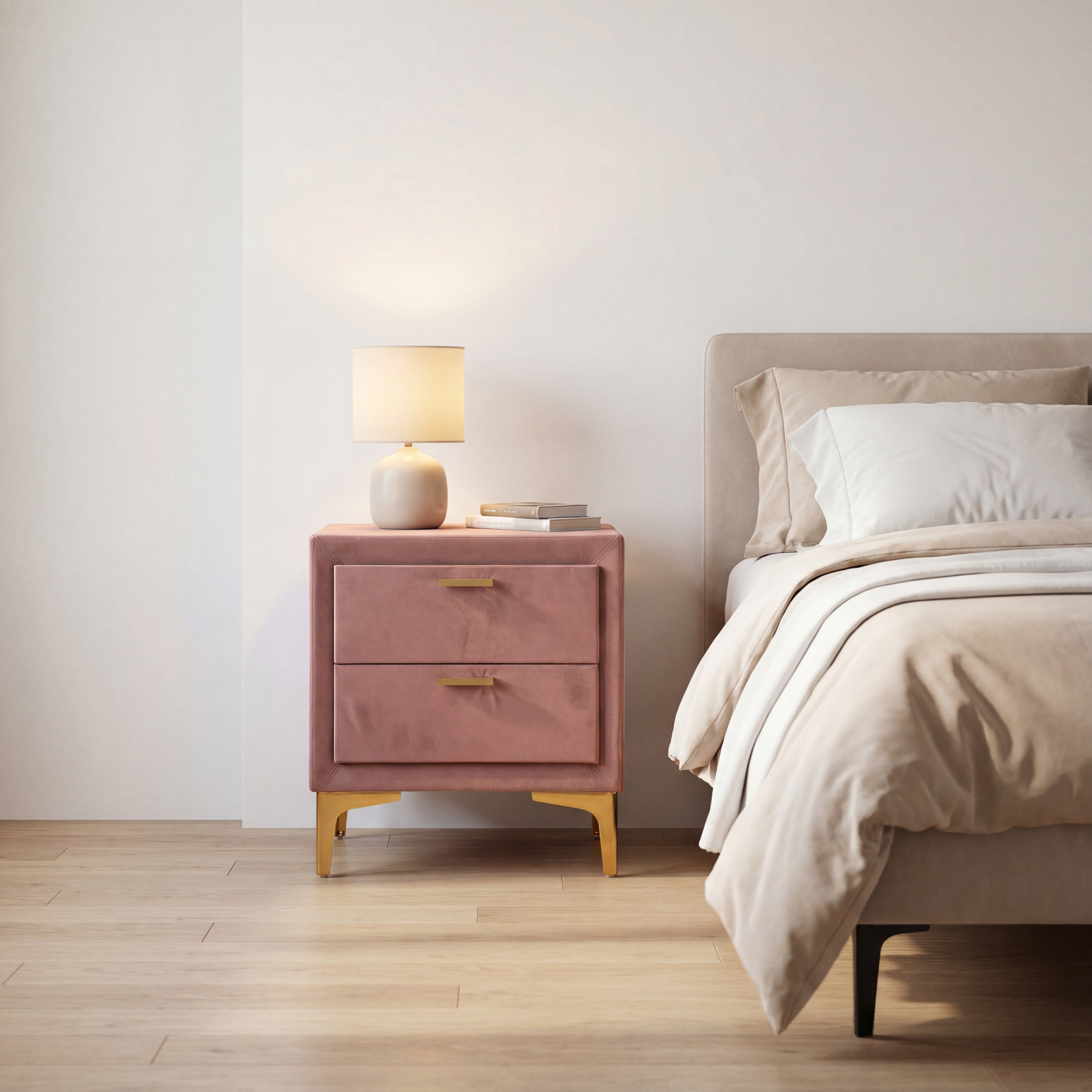 Noptiera MONAKO catifea roz antic/auriu, 53x36x56