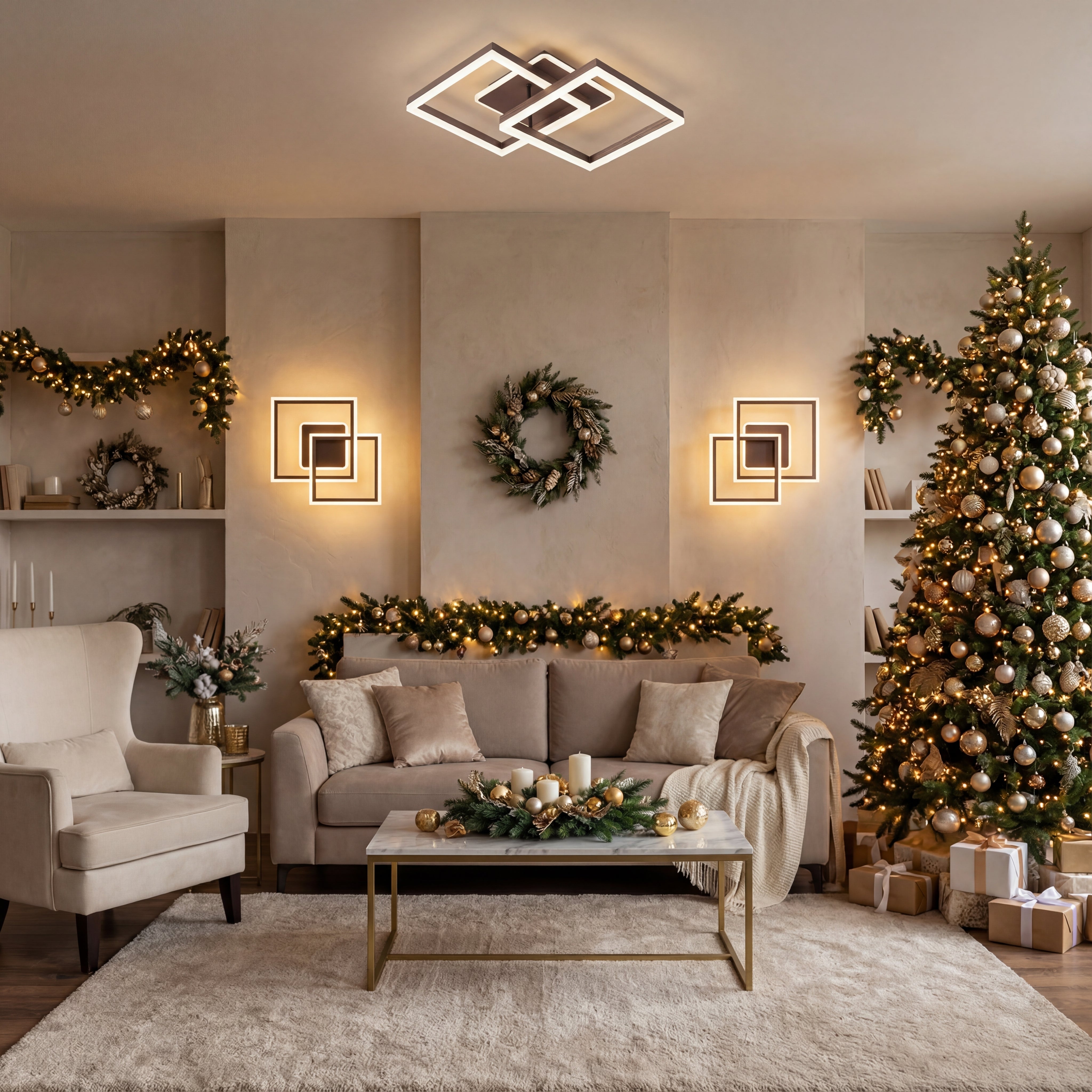 Lustra Led Cafeniu Sina 80w / cu Telecomanda 300+300mm