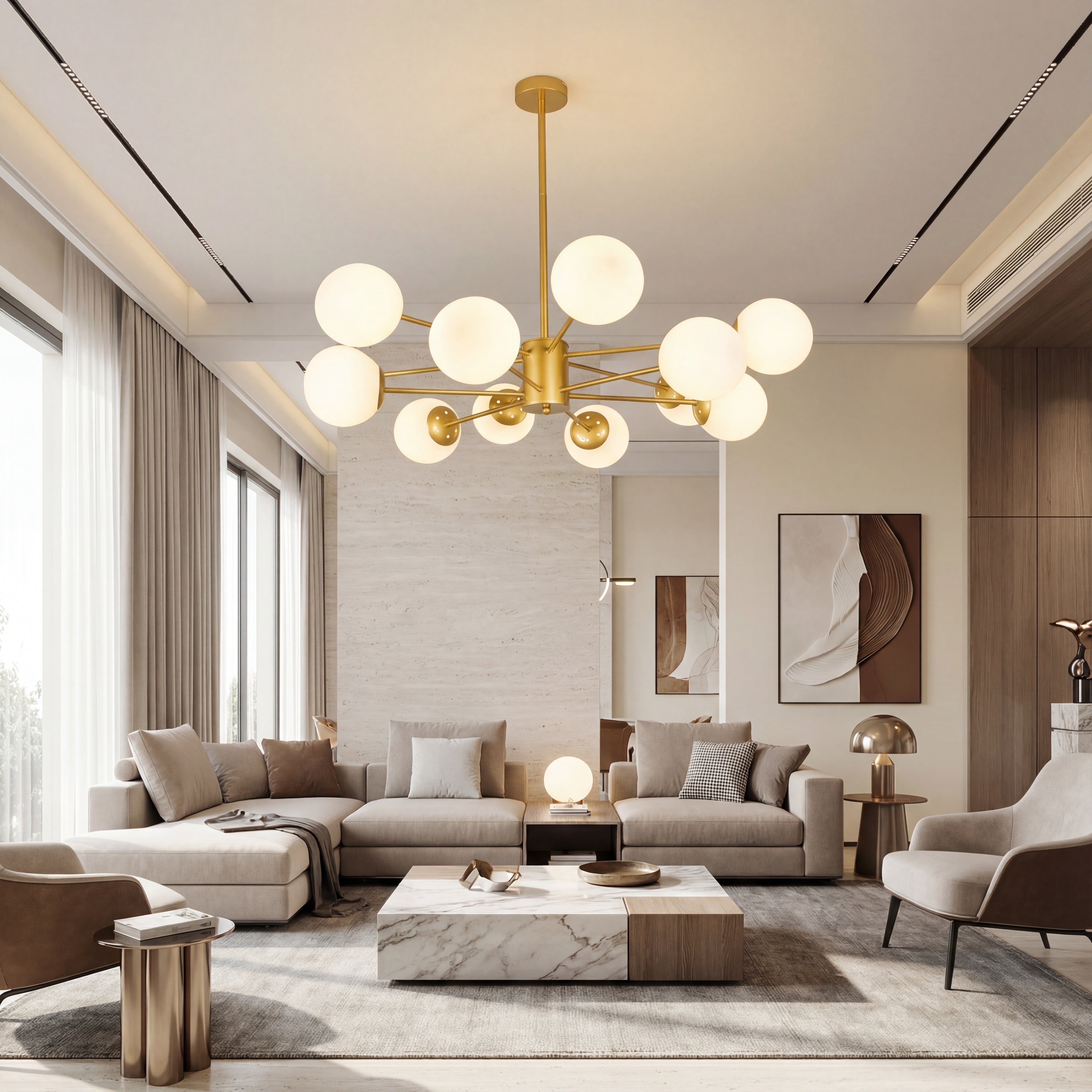 LUSTRA 12 BRATE COSMO GOLD 12xE27 900x680MM IP20