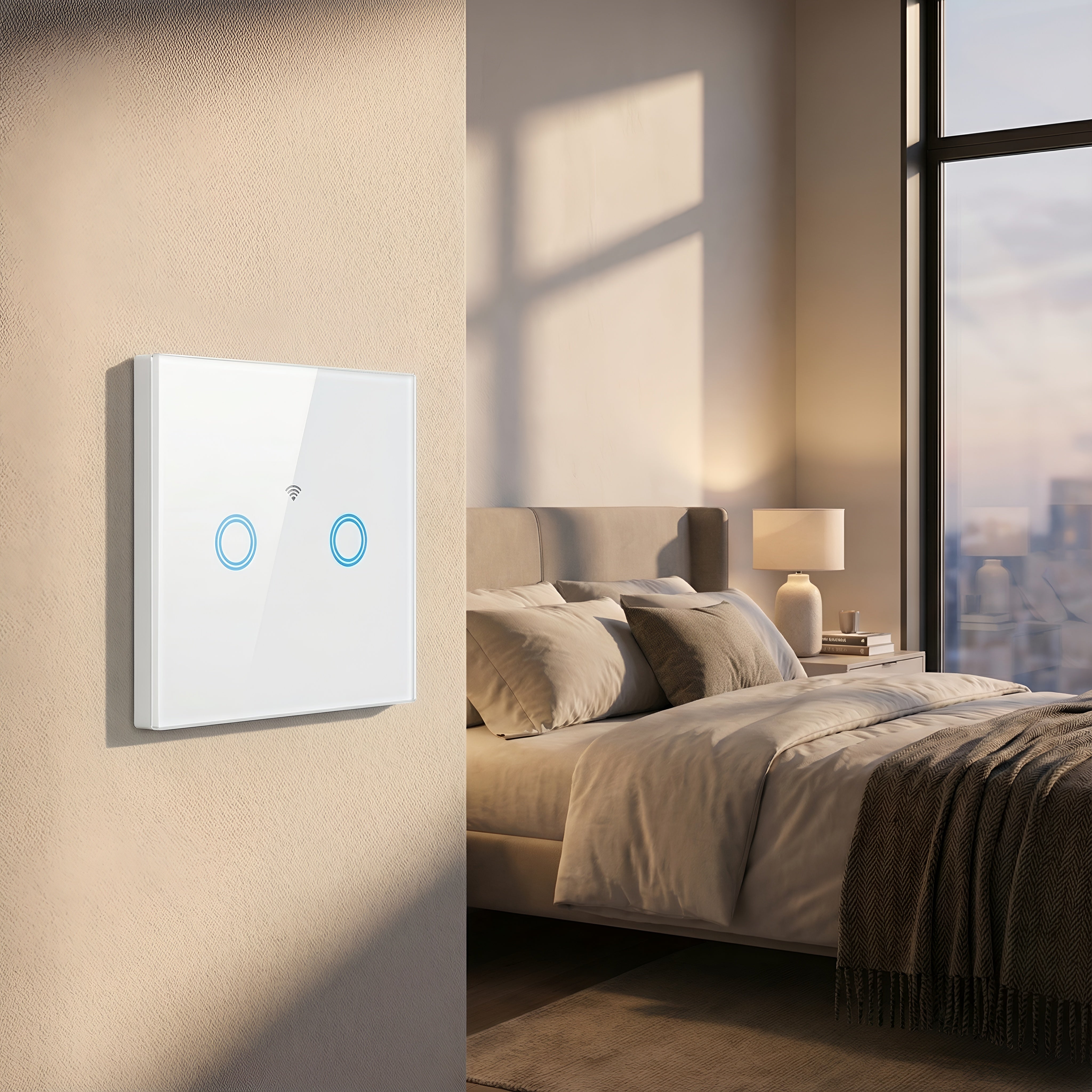 Intrerupator touch dublu WI-FI, alb