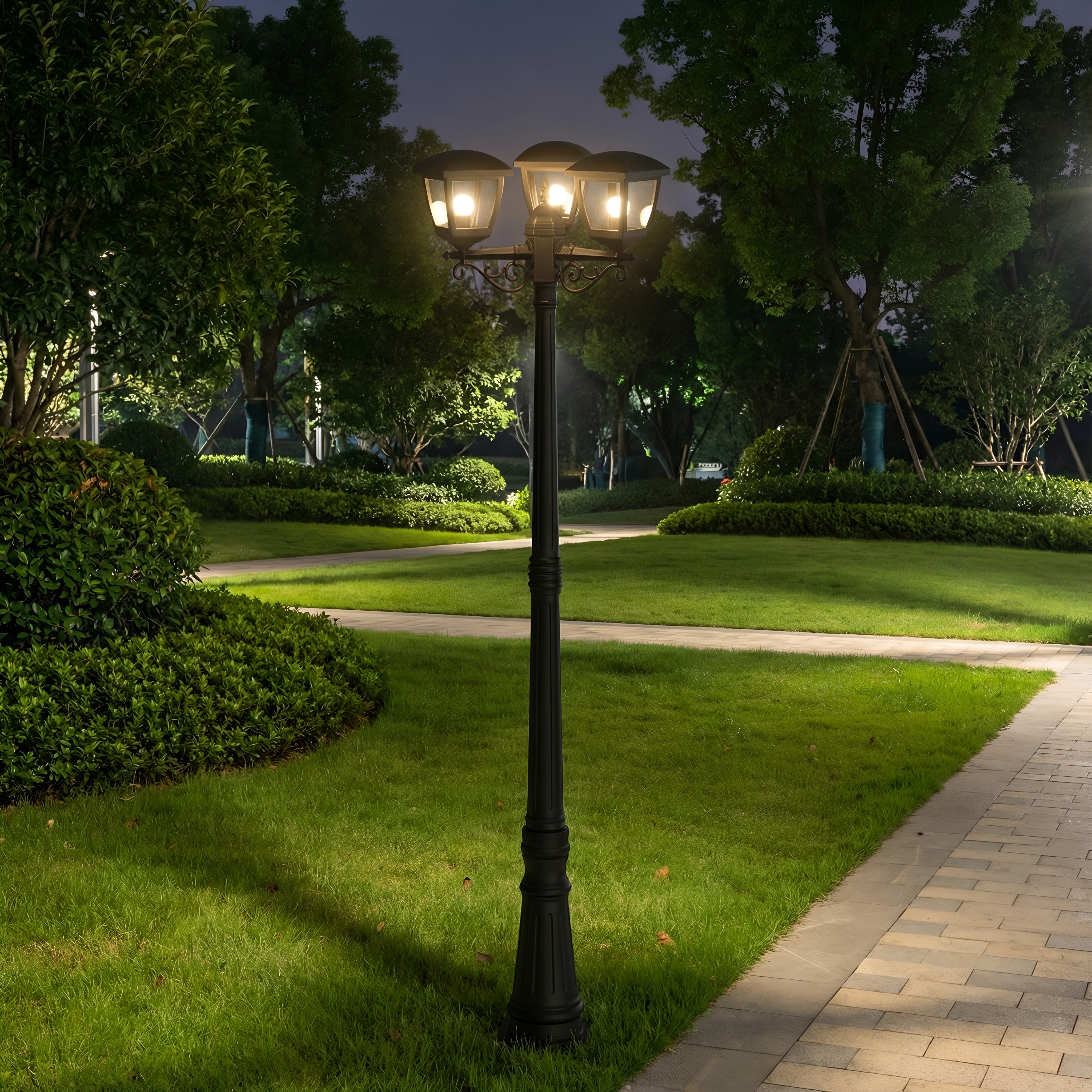 STALP ILUMINAT EXTERIOR CU 3 BRATE NEGRU 230V/40W/3*E27/IP44