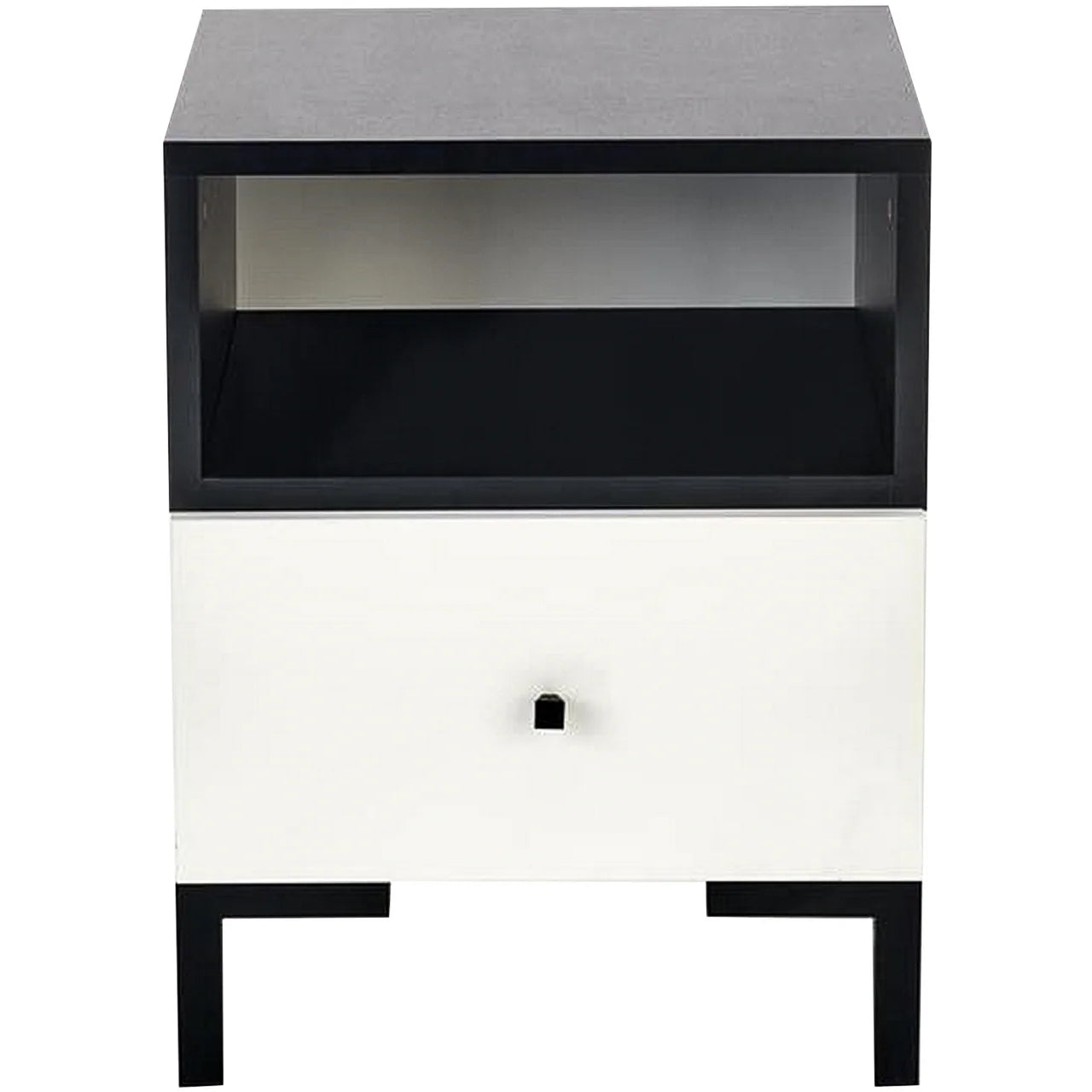 Noptiera SILVIA, alb/negru, PAL, 40x40x52 cm