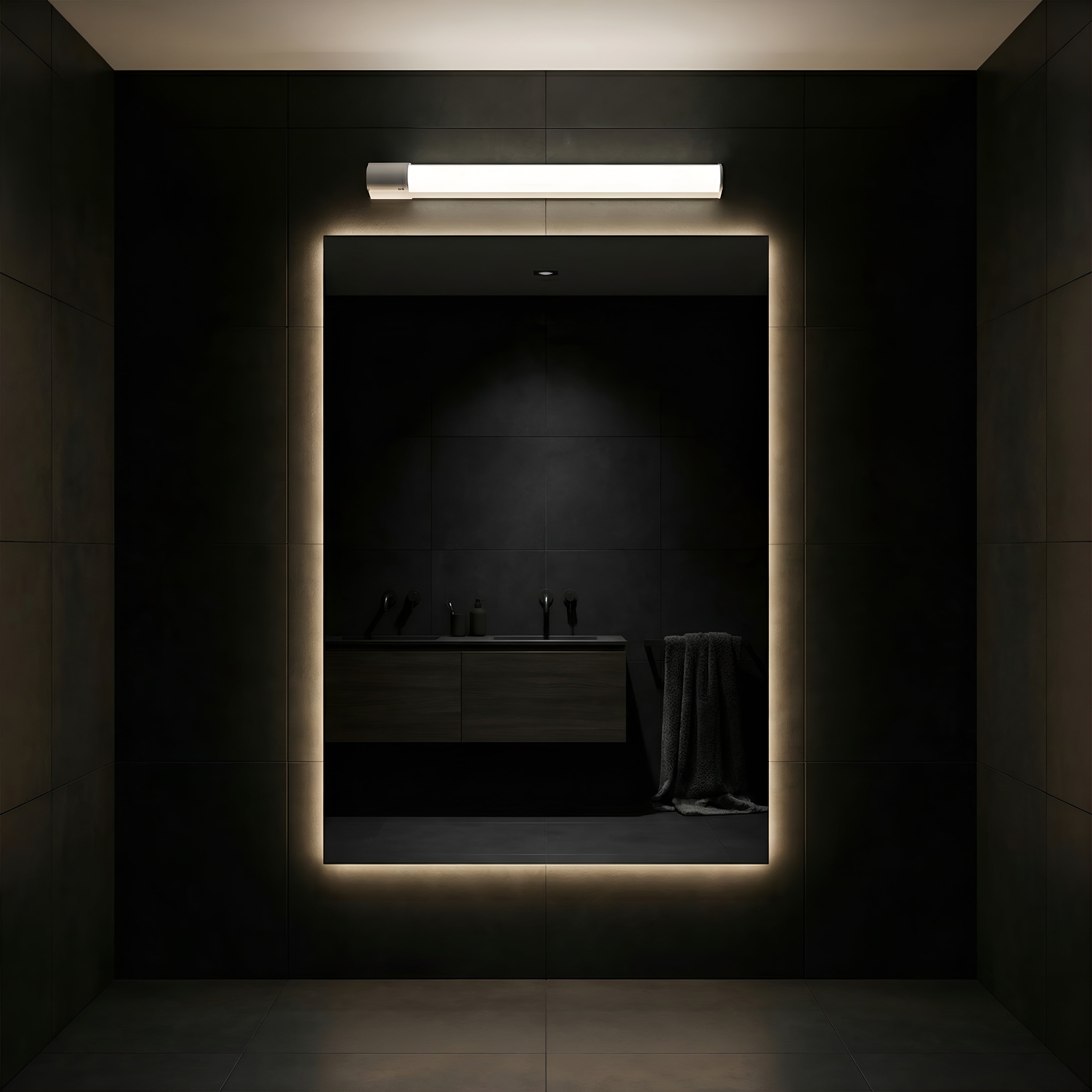 Corp LED baie alb, cu priza, 15w, 6500K, lumina rece, cu protectie IP44