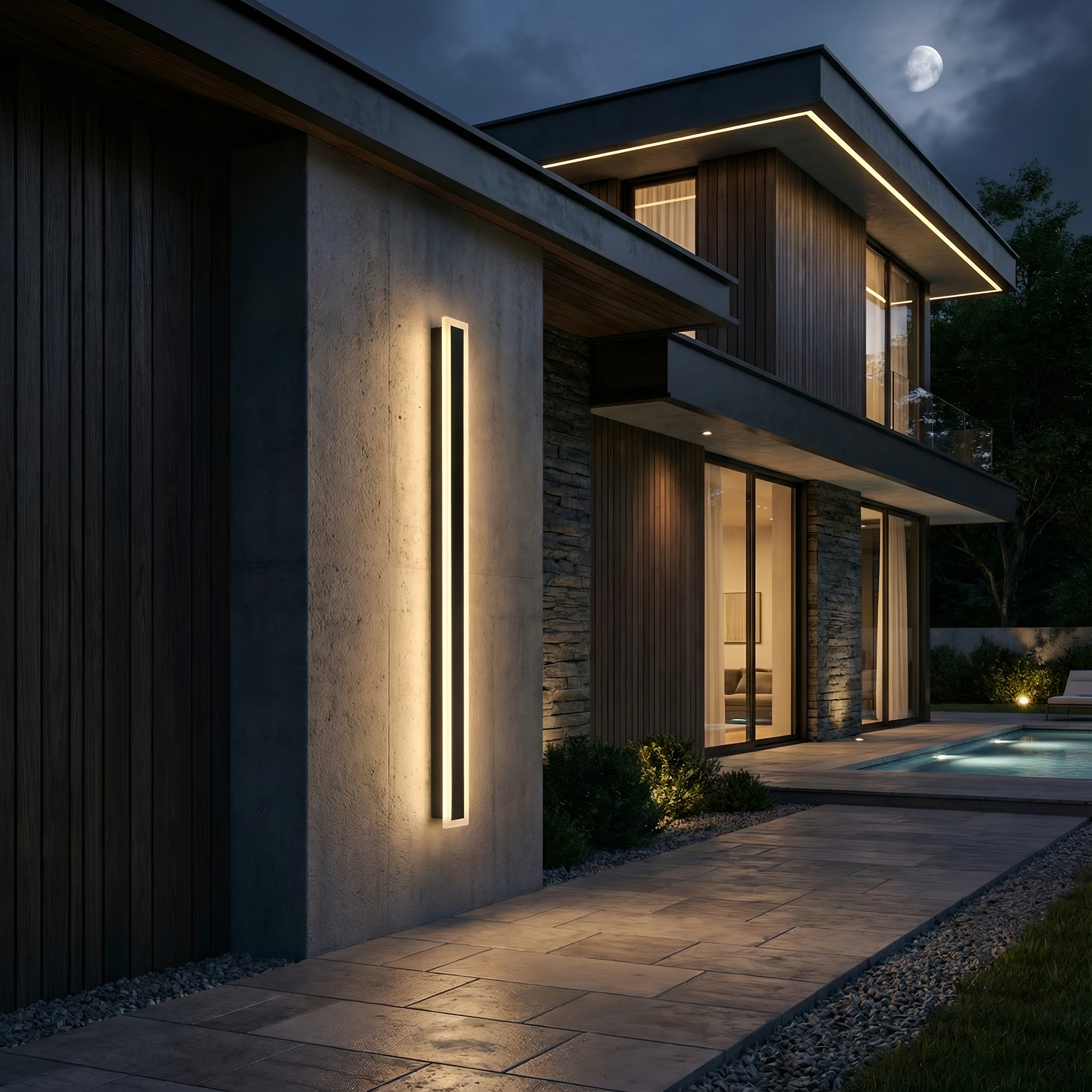 Aplica led liniara de perete neagra 45W/2200LM/3000K - 1500mm