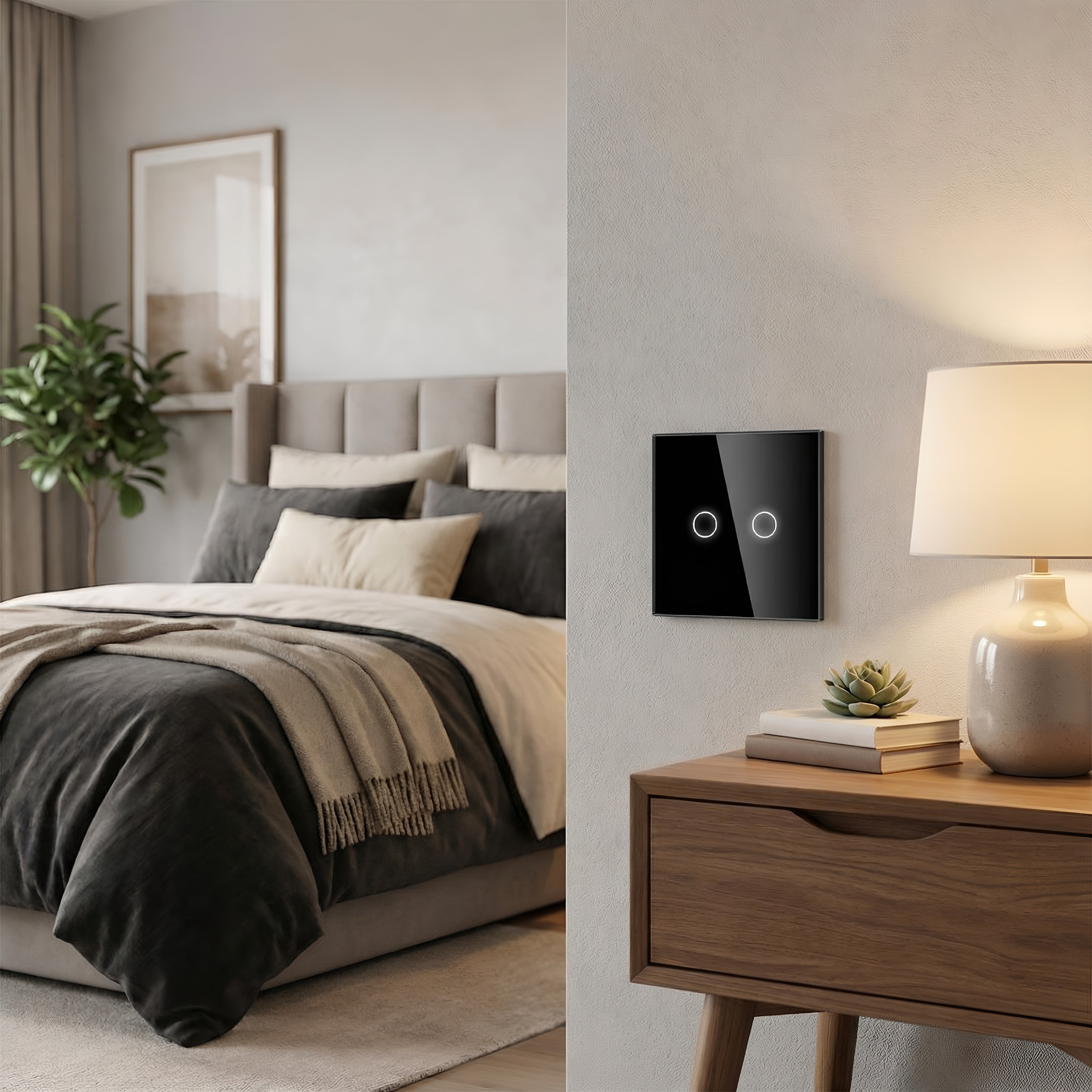 Intrerupator touch dublu, negru