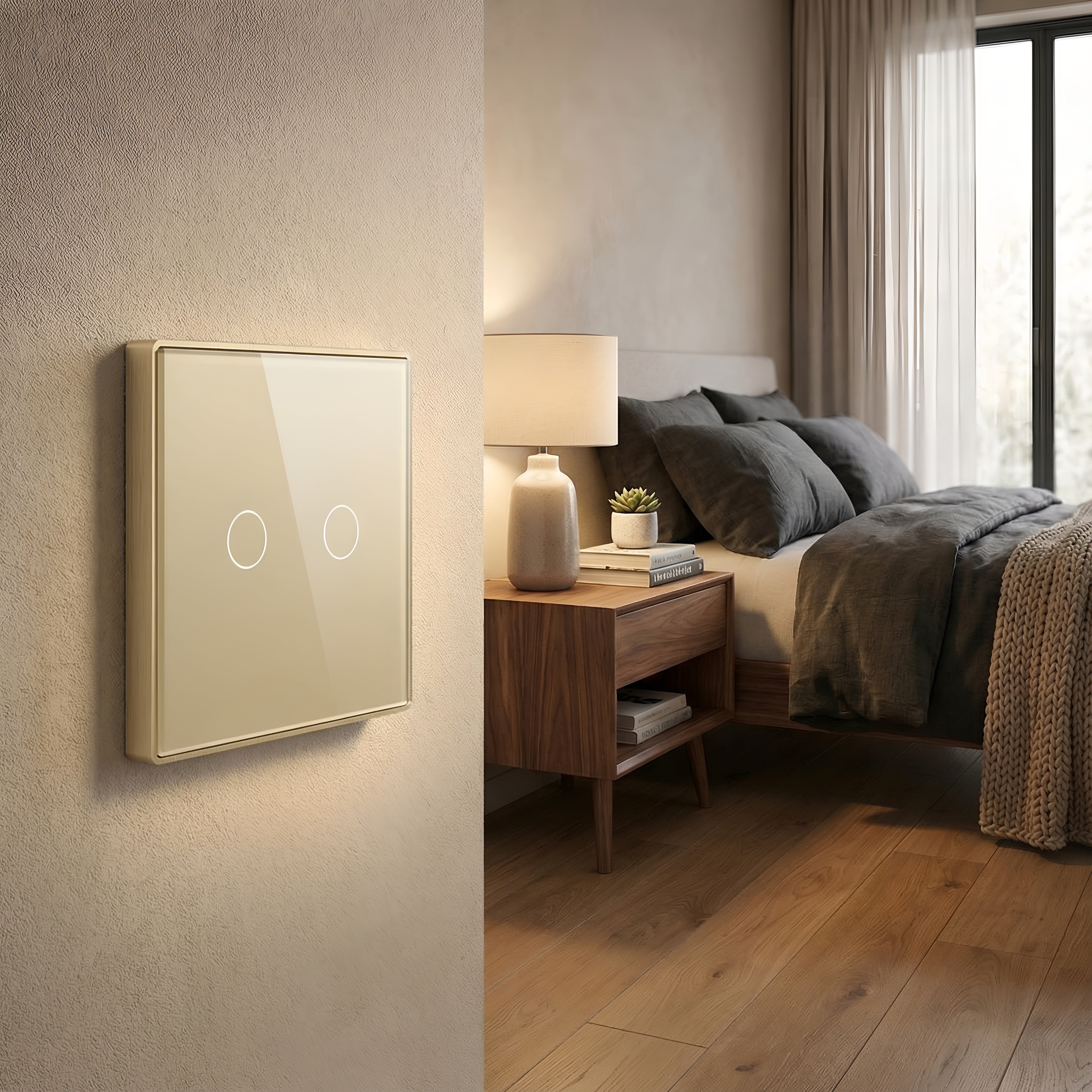 Intrerupator touch dublu, auriu