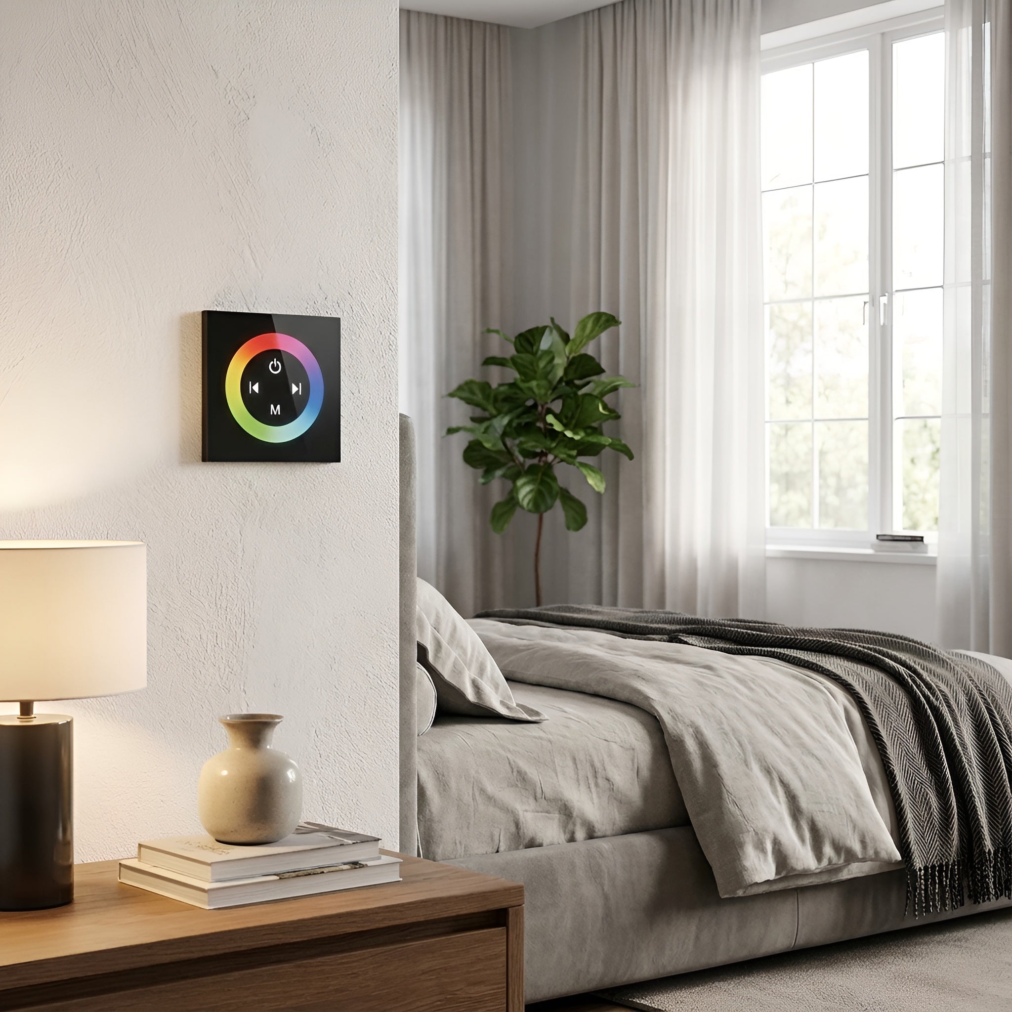 Intrerupator dimmabil touch simplu, negru, RGB