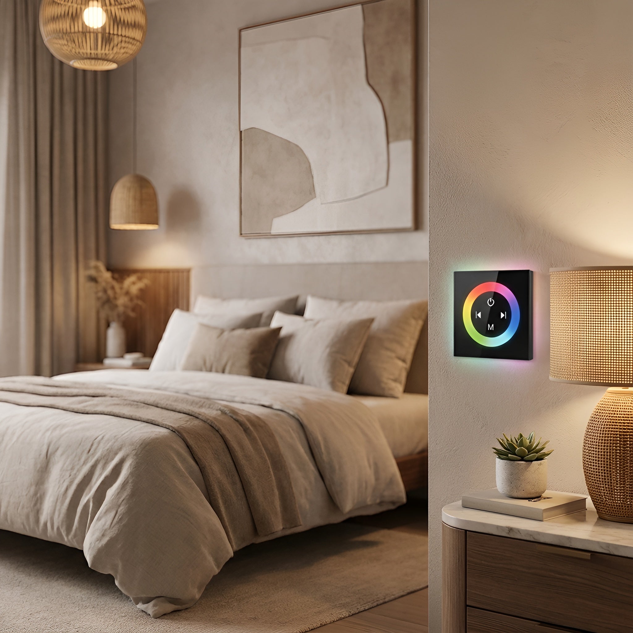 Intrerupator dimmabil touch simplu, negru, RGB