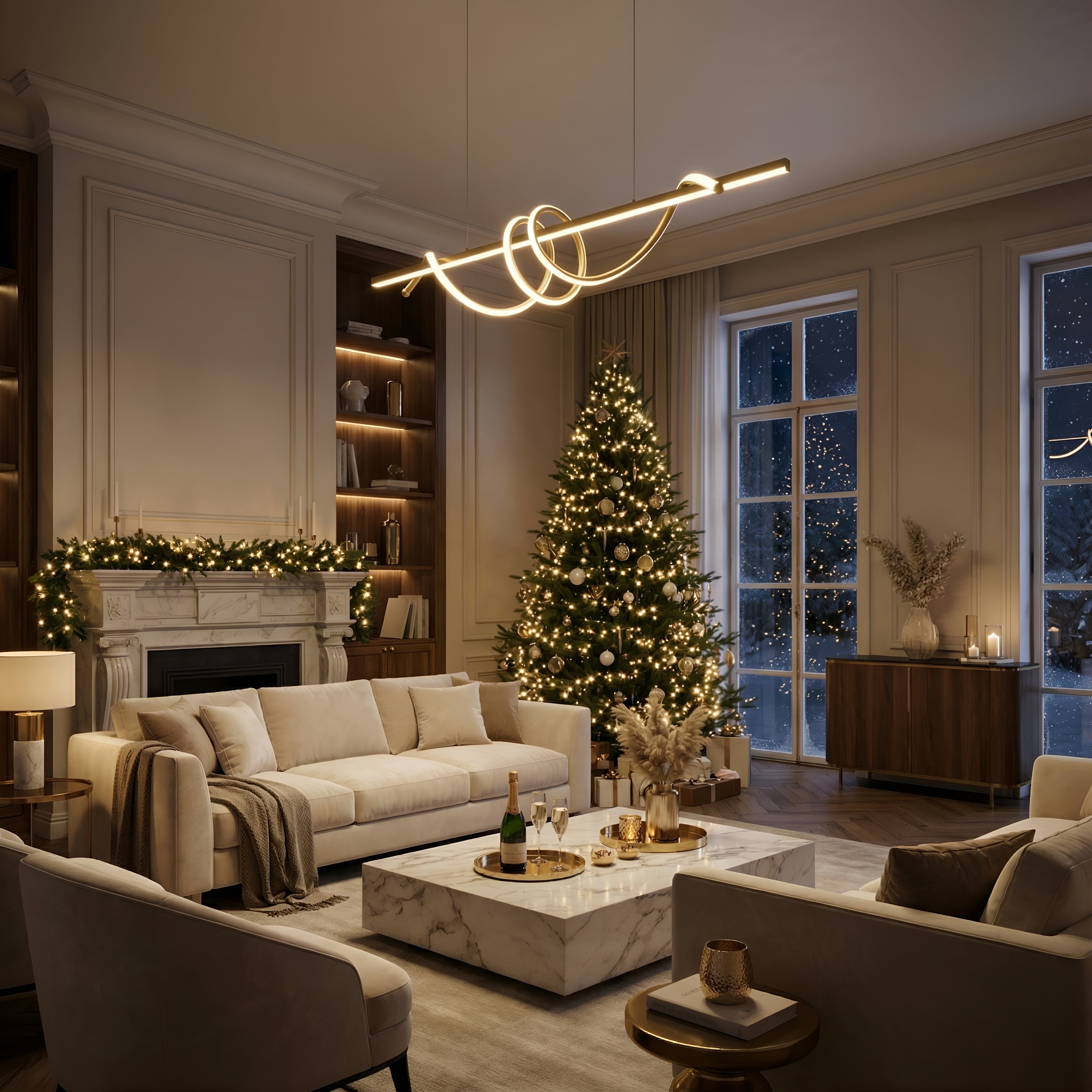 Lustra led aurie LEONIS 75W/3800LM 2700K-6500K