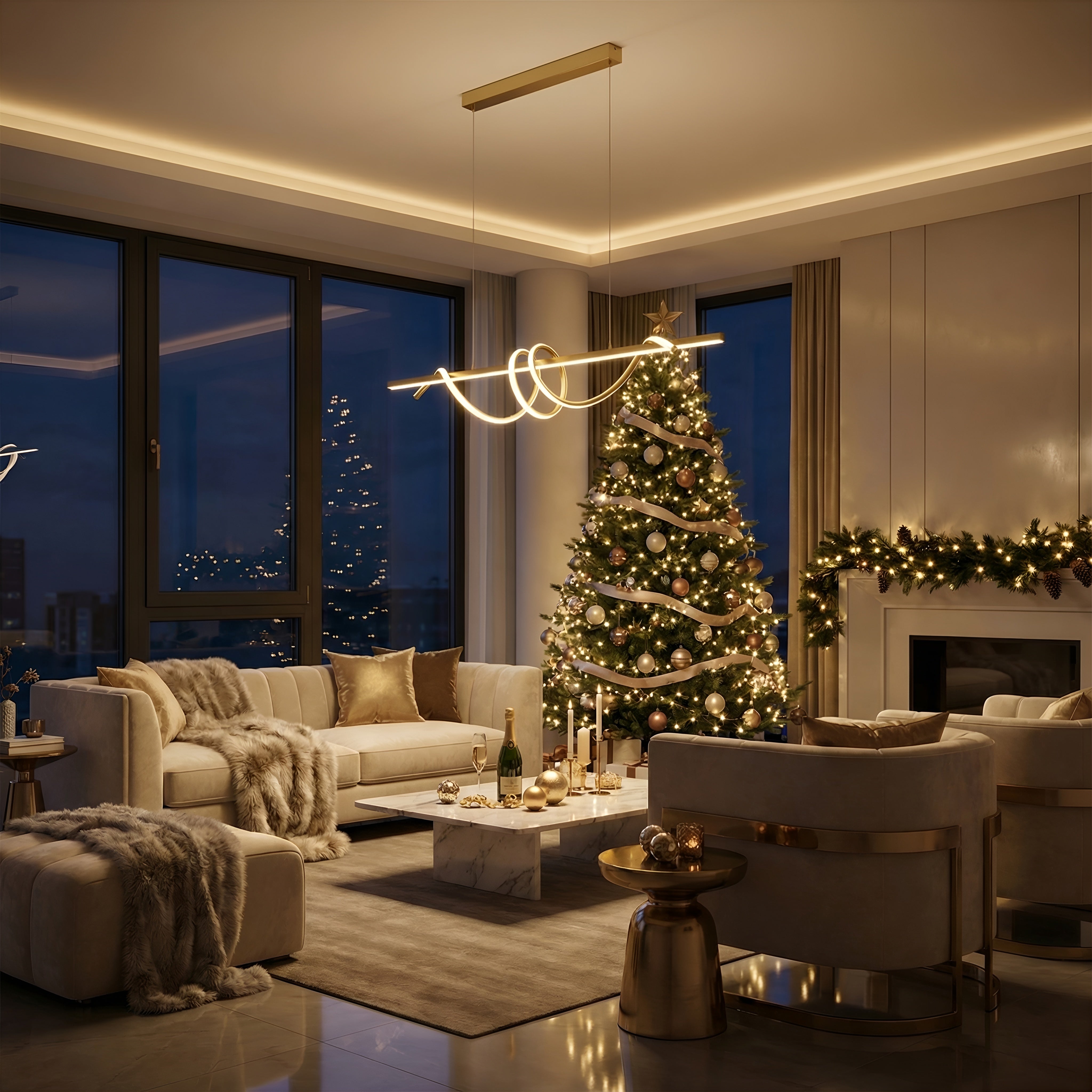 Lustra led aurie LEONIS 75W/3800LM 2700K-6500K