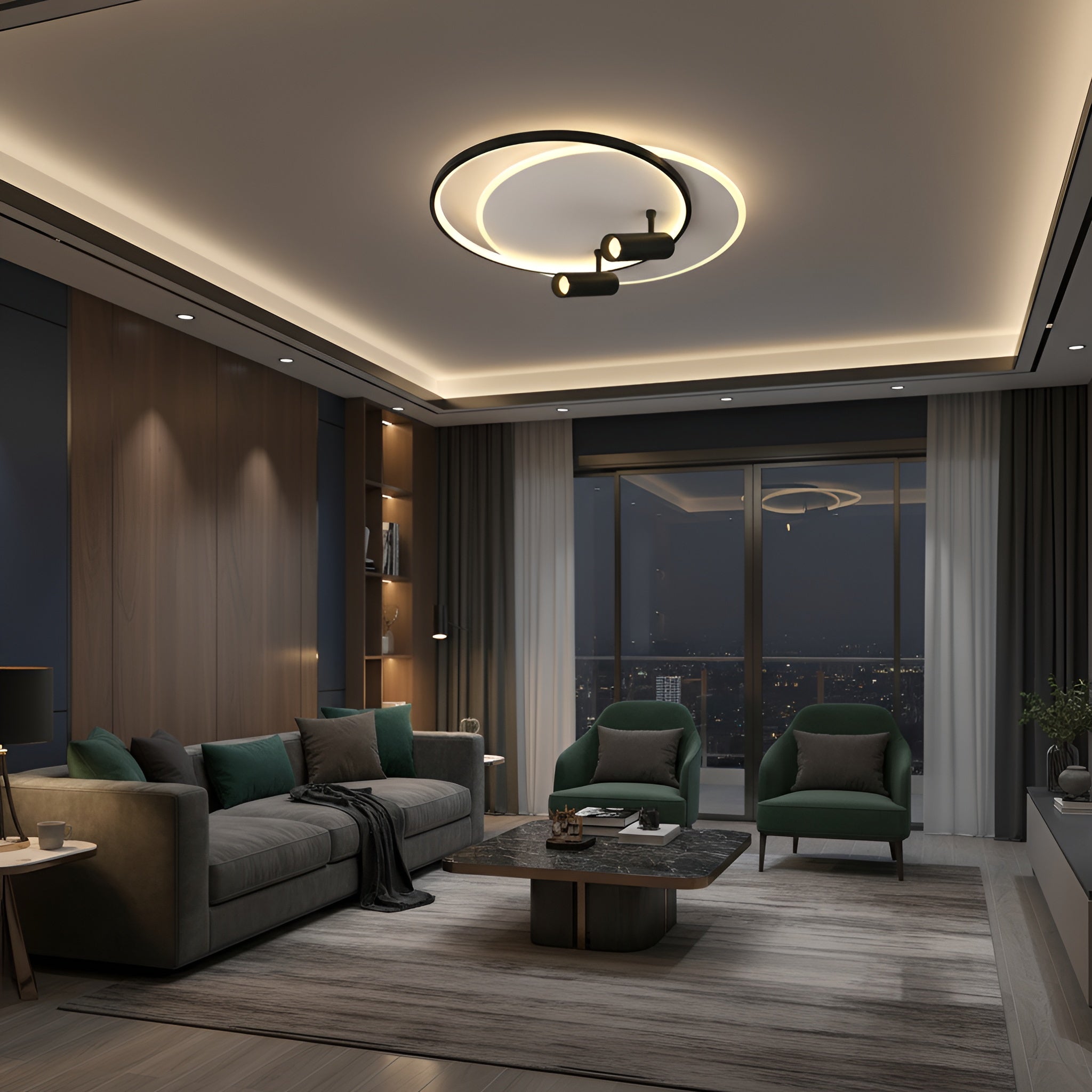 Lustra Led Neagra cu spot Carina 60w / cu Telecomanda