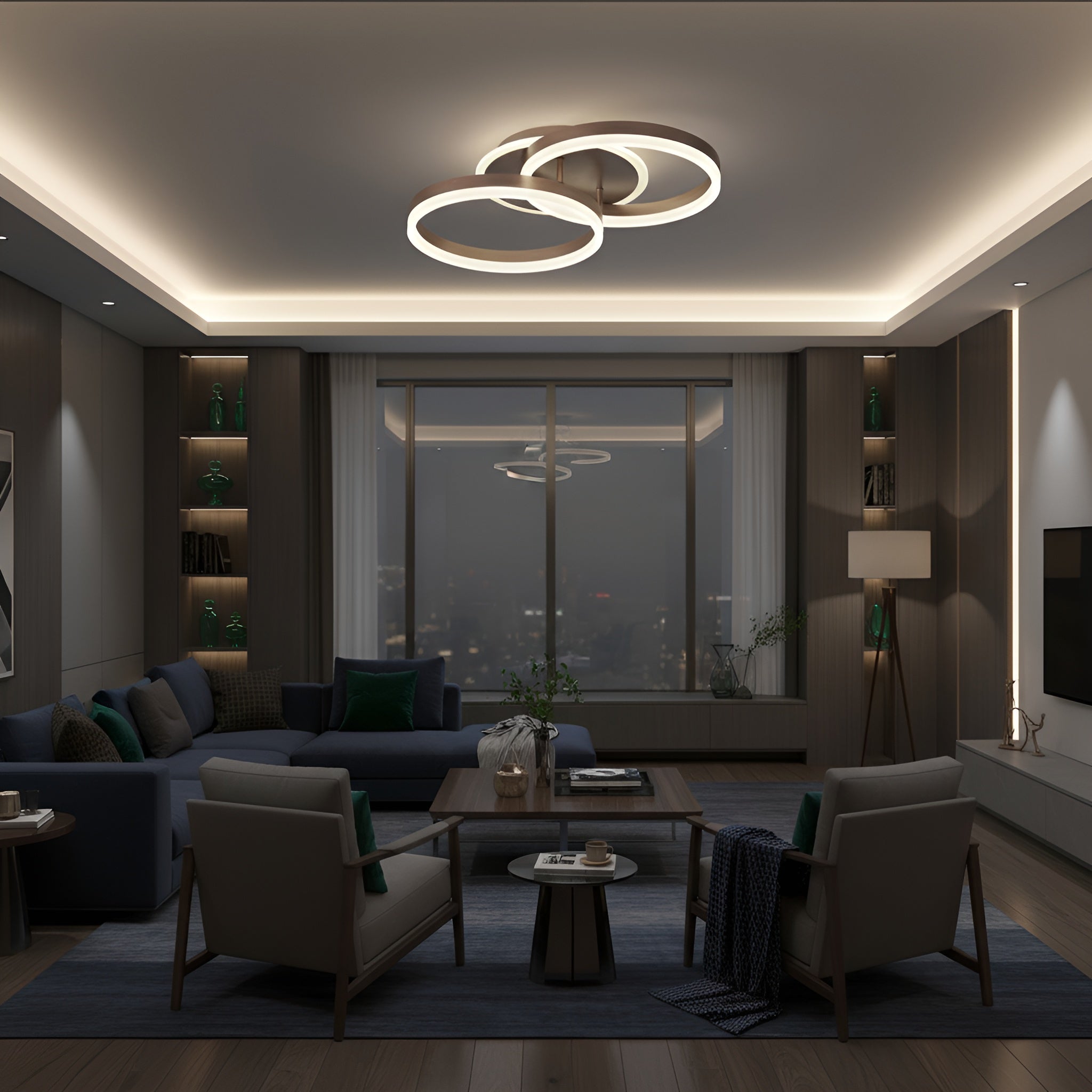 Lustra Led Cafeniu Dione 64w / cu Telecomanda 300+300mm