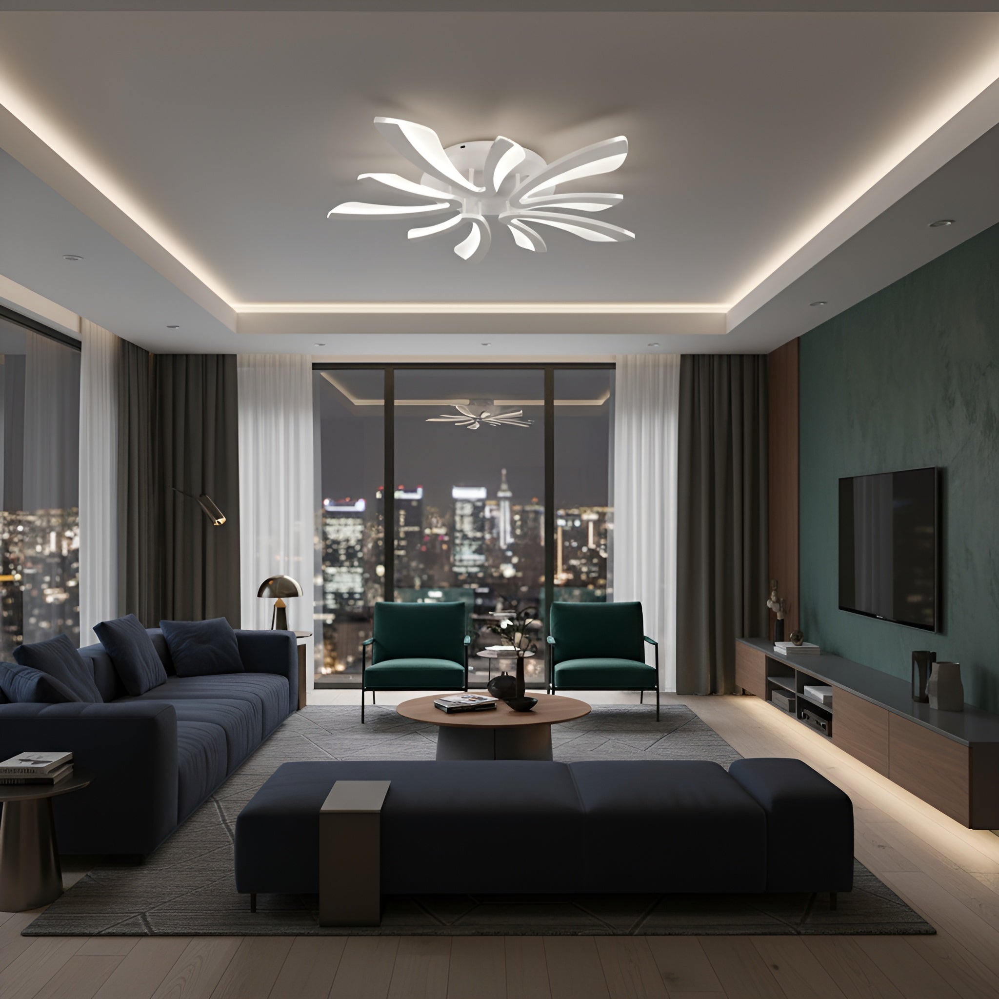 Lustra LED 70W CU 10 BRATE 3 CULORI+IR 700x90mm