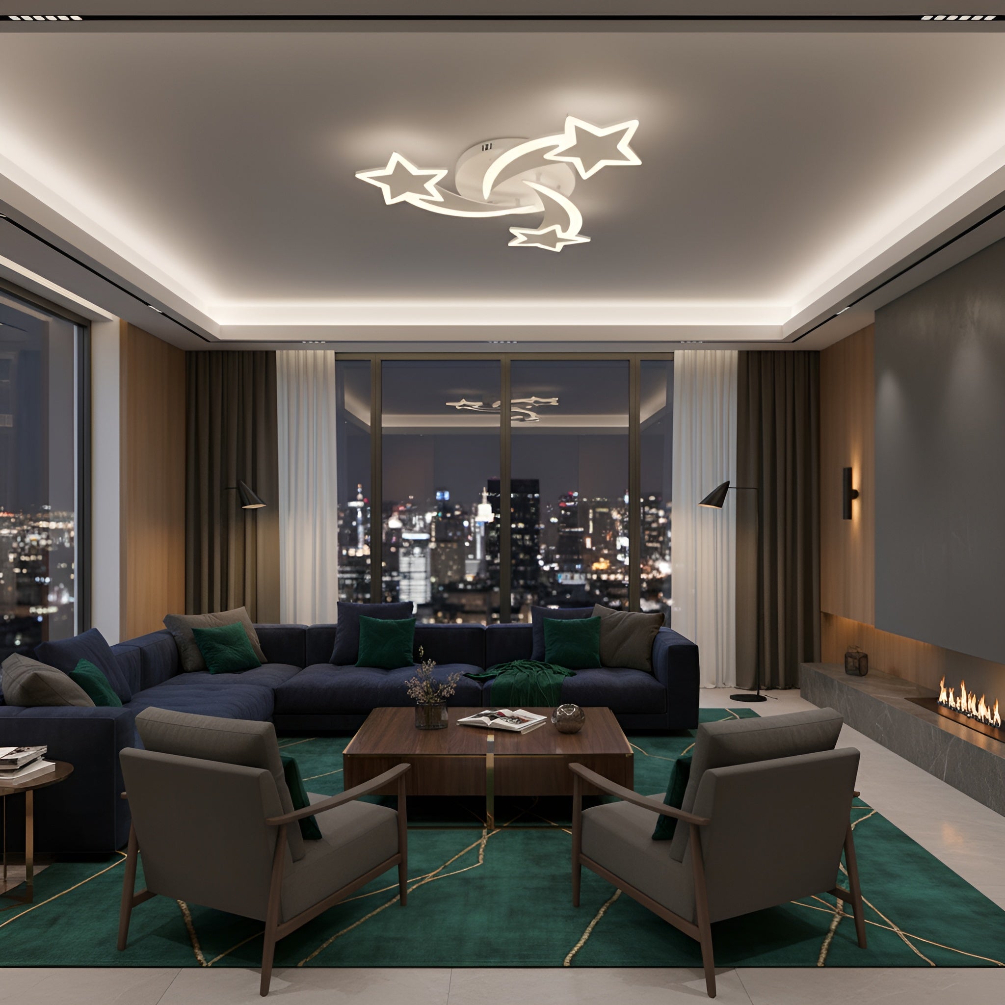 Lustra led dimabila STEA 62W cu 3 brate 3 CULORI+IR