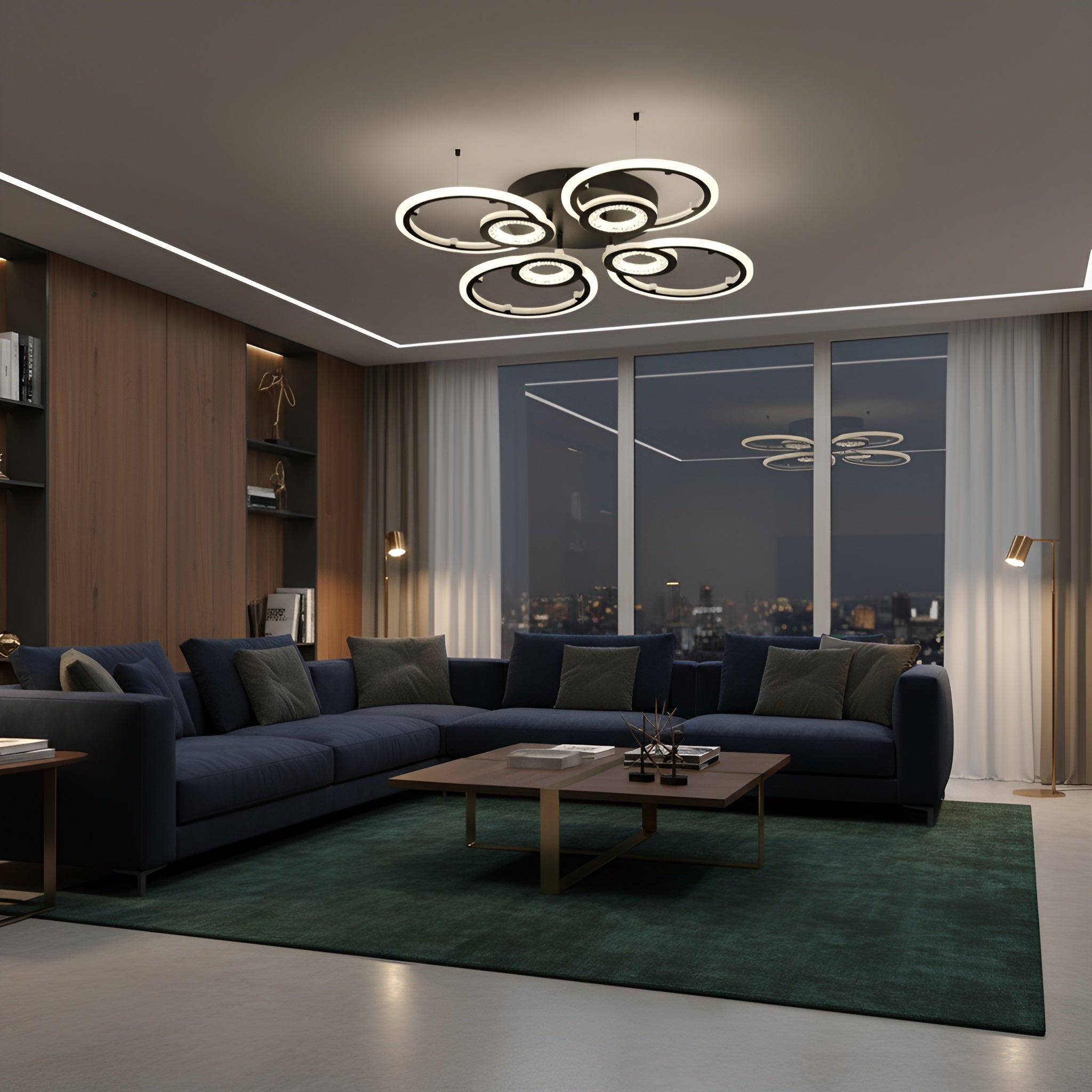 LUSTRA LED JUNO 96W CU 8 BRATE 3 CULORI+IR