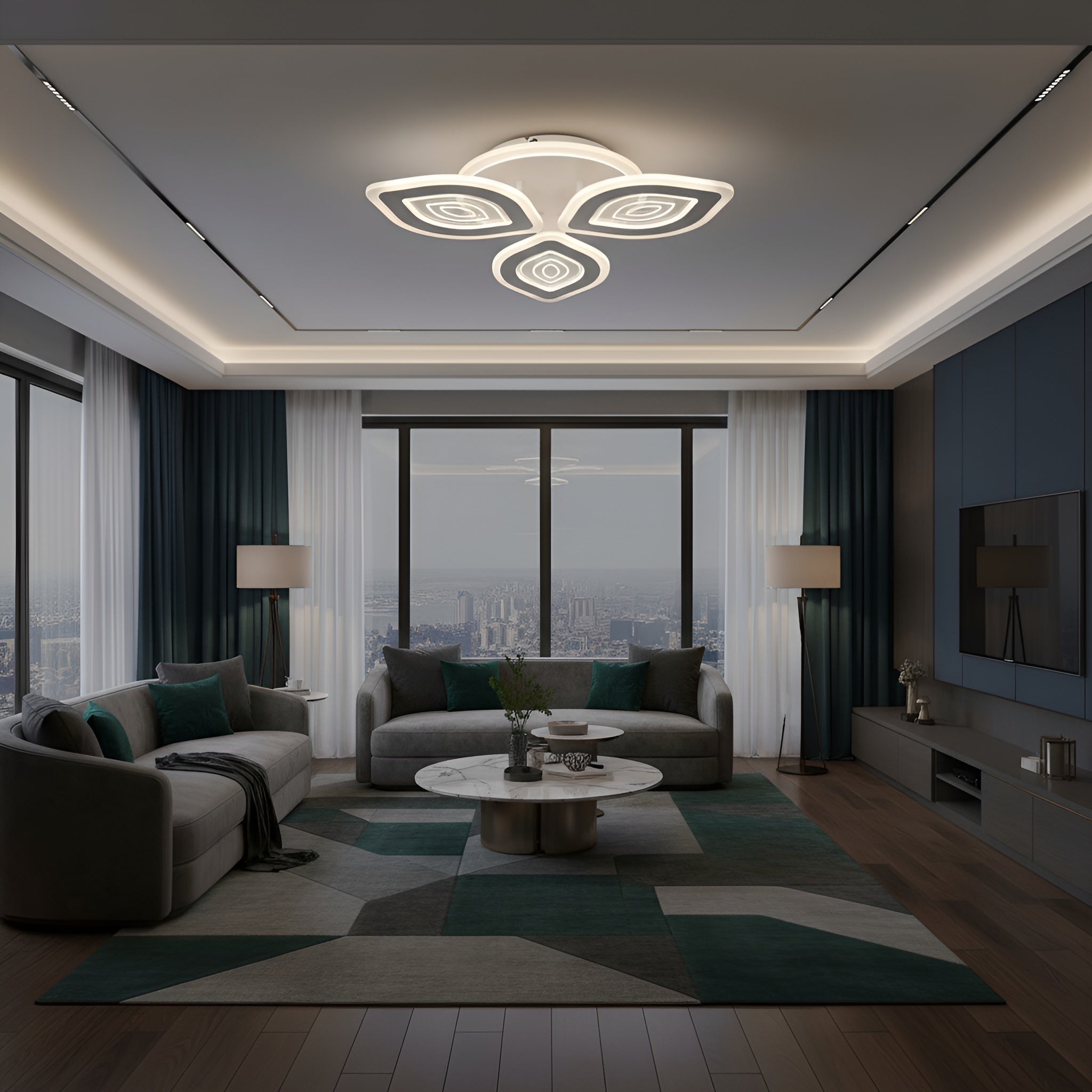 LUSTRA LED LIVING 50W 3 BRATE 3 CULORI+IR 480mm x 85