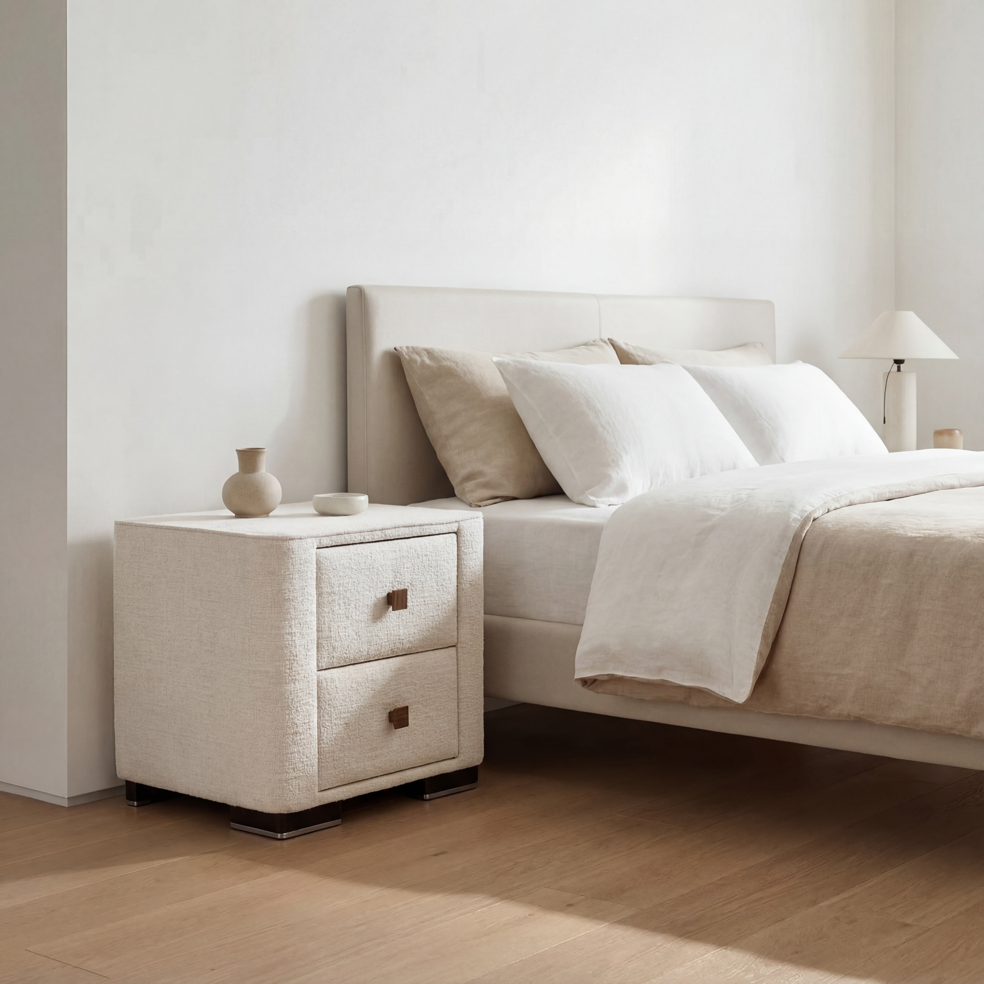 Noptiera CLOUDS, stofa crem - Beatto 1062, 51x48x66 cm