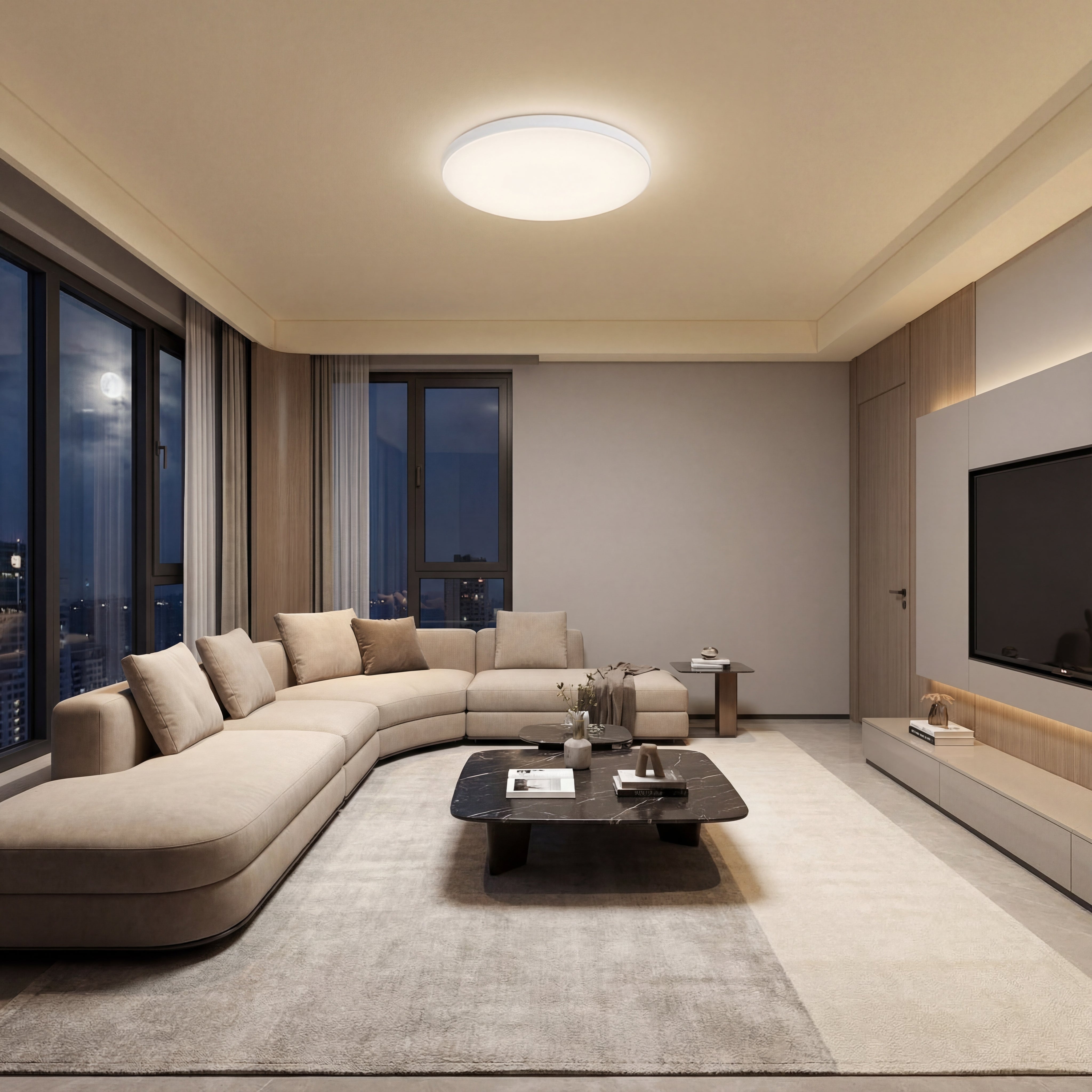 Plafoniera led ECO IP40 Rotunda Alba Fi250, 16W, 6400K, lumina rece