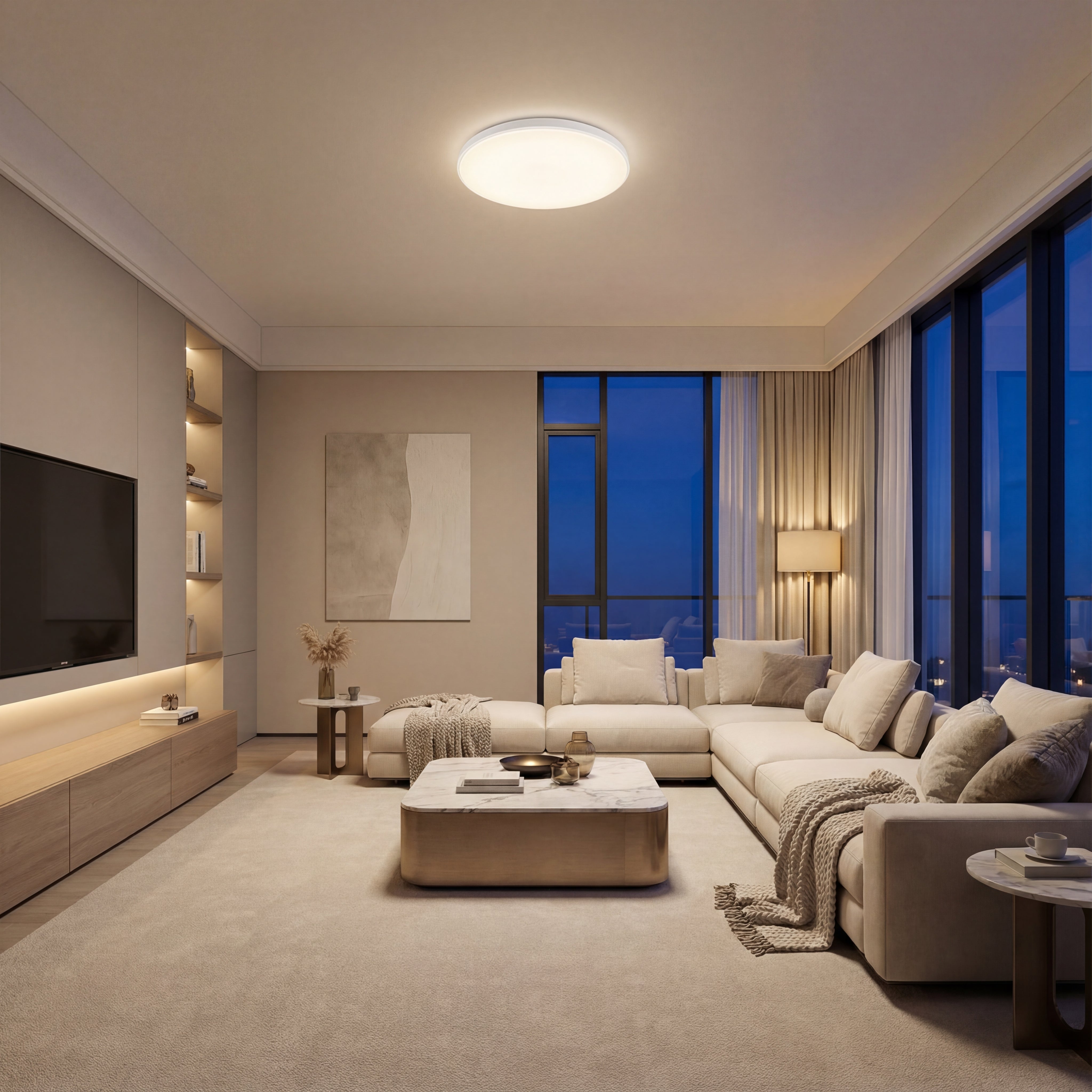 Plafoniera led ECO IP40 Rotunda Alba Fi370, 35W, 6500K, lumina rece