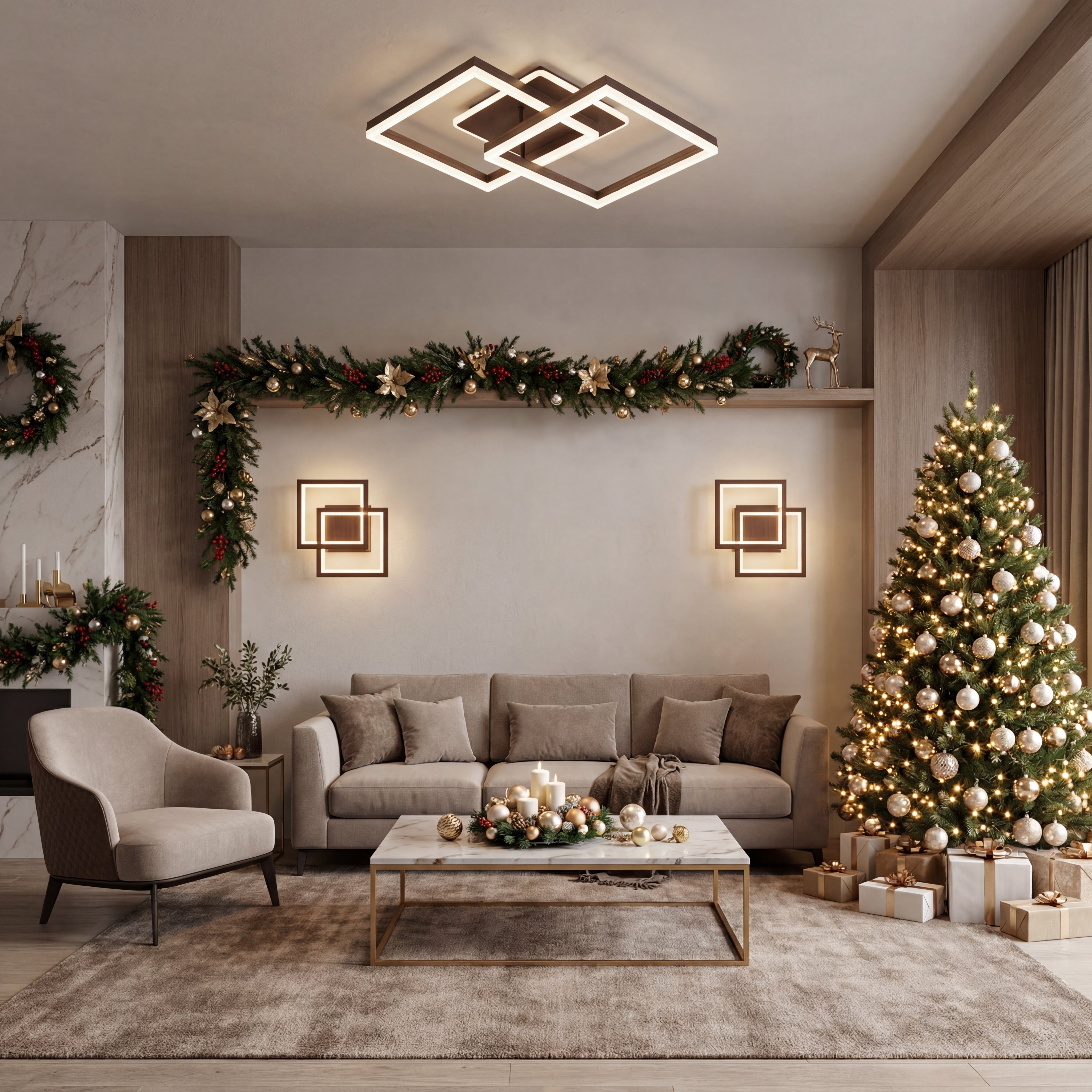 Lustra Led Cafeniu Sina 80w / cu Telecomanda 300+300mm