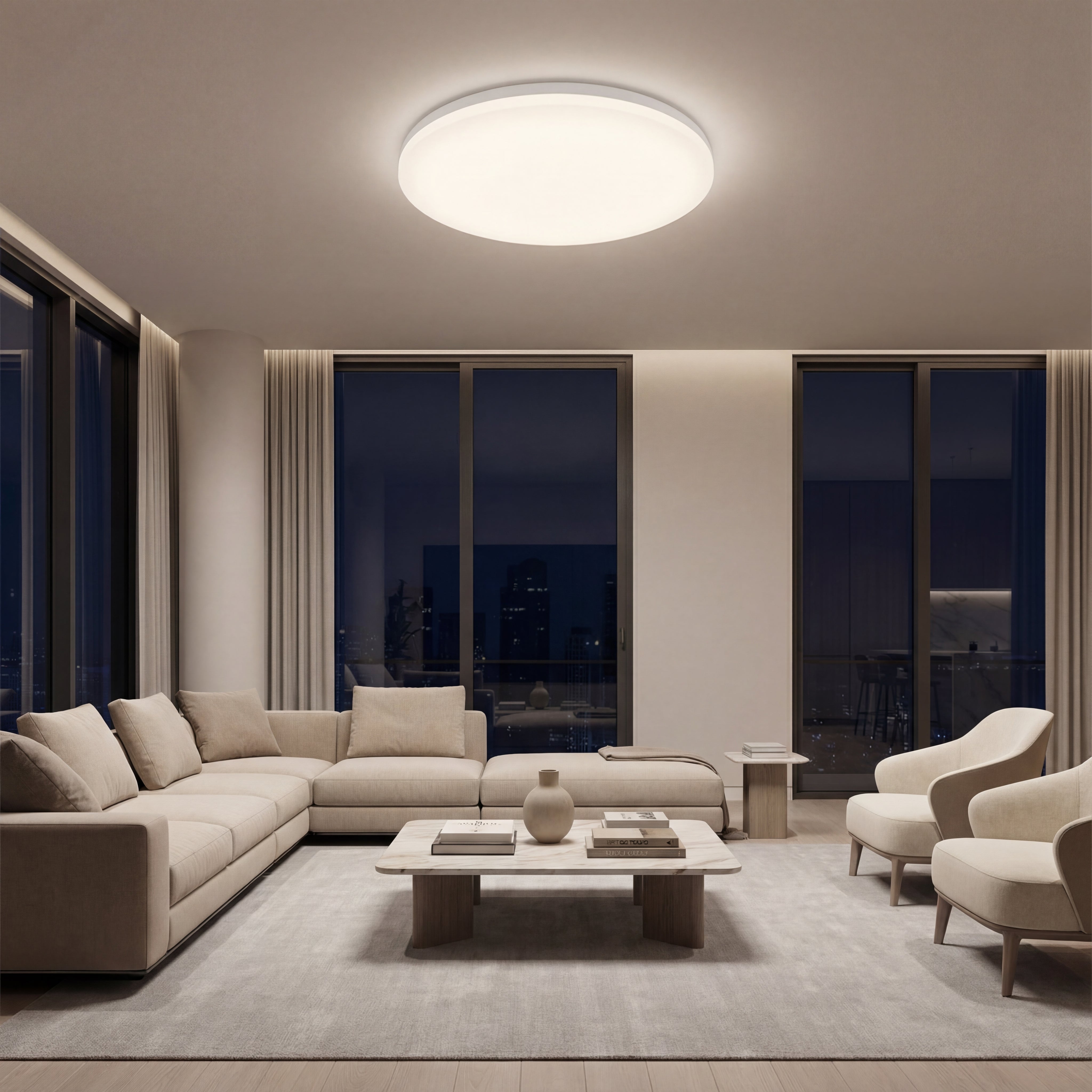 Plafoniera led ECO IP40 Rotunda Alba Fi450, 45W, 6500K, lumina rece