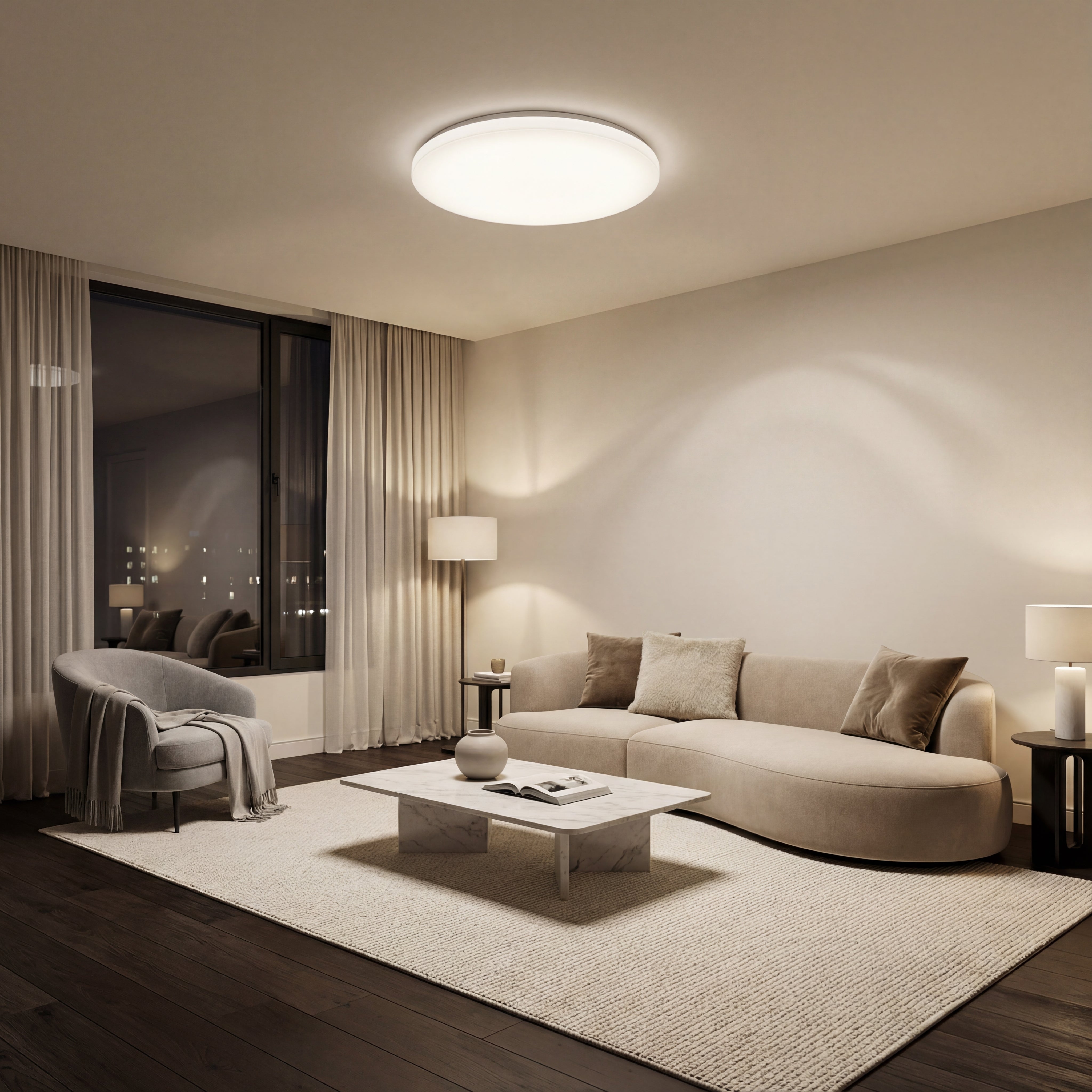 Plafoniera led ECO IP40 Rotunda Alba Fi370, 35W, 6500K, lumina rece