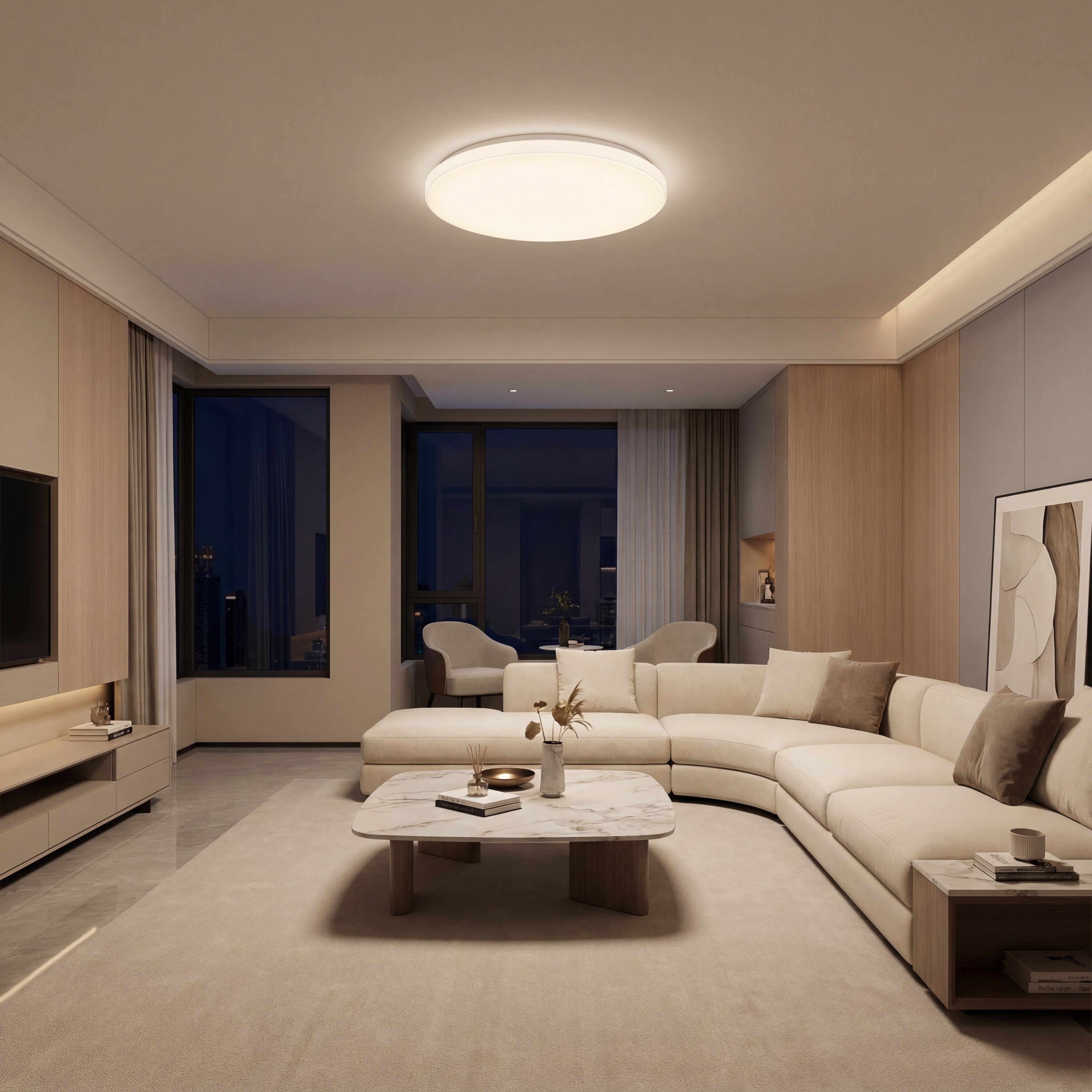 Plafoniera led ECO IP40 Rotunda Alba Fi250, 16W, 6400K, lumina rece