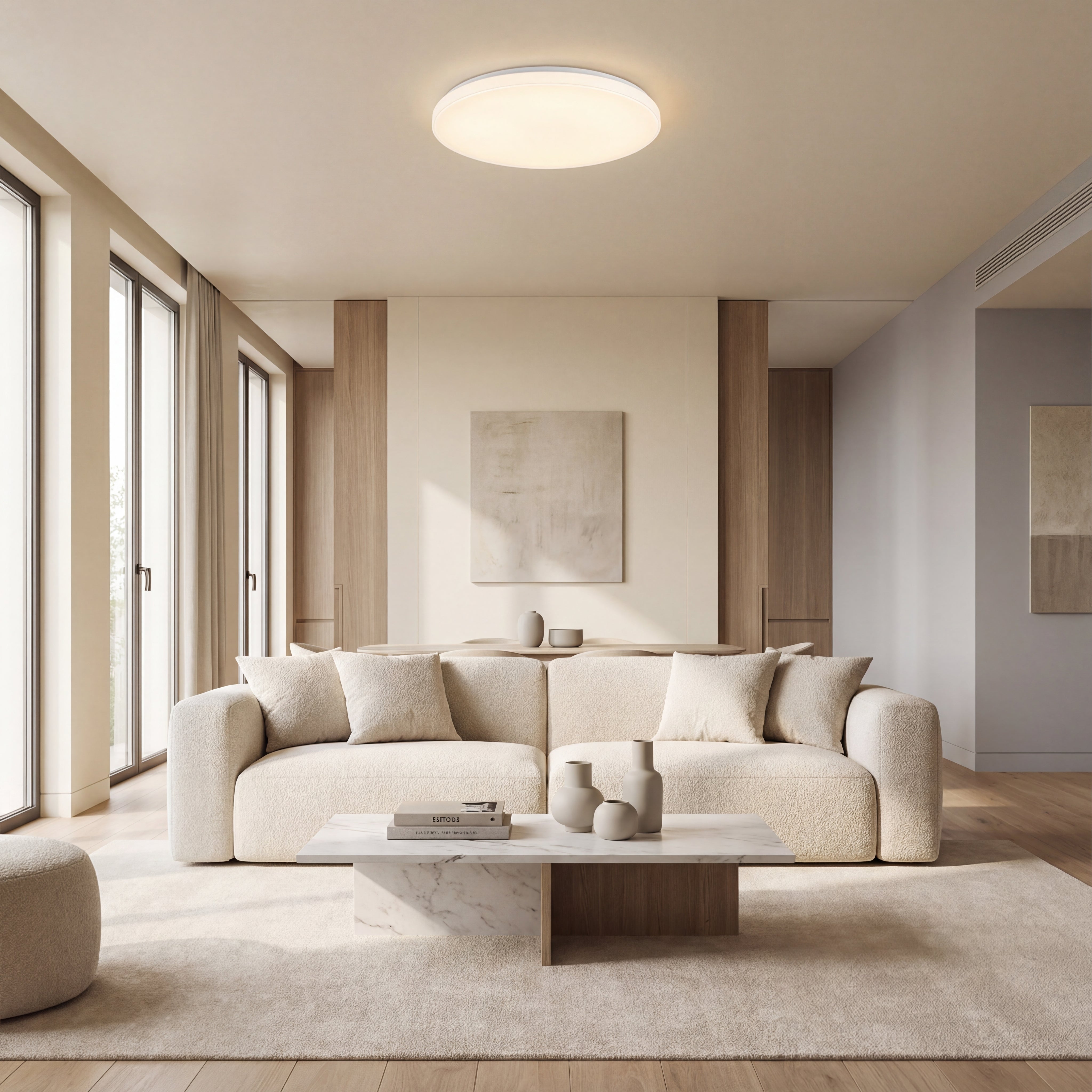 Plafoniera led ECO IP40 Rotunda Alba Fi300, 23W, 6500K, lumina rece